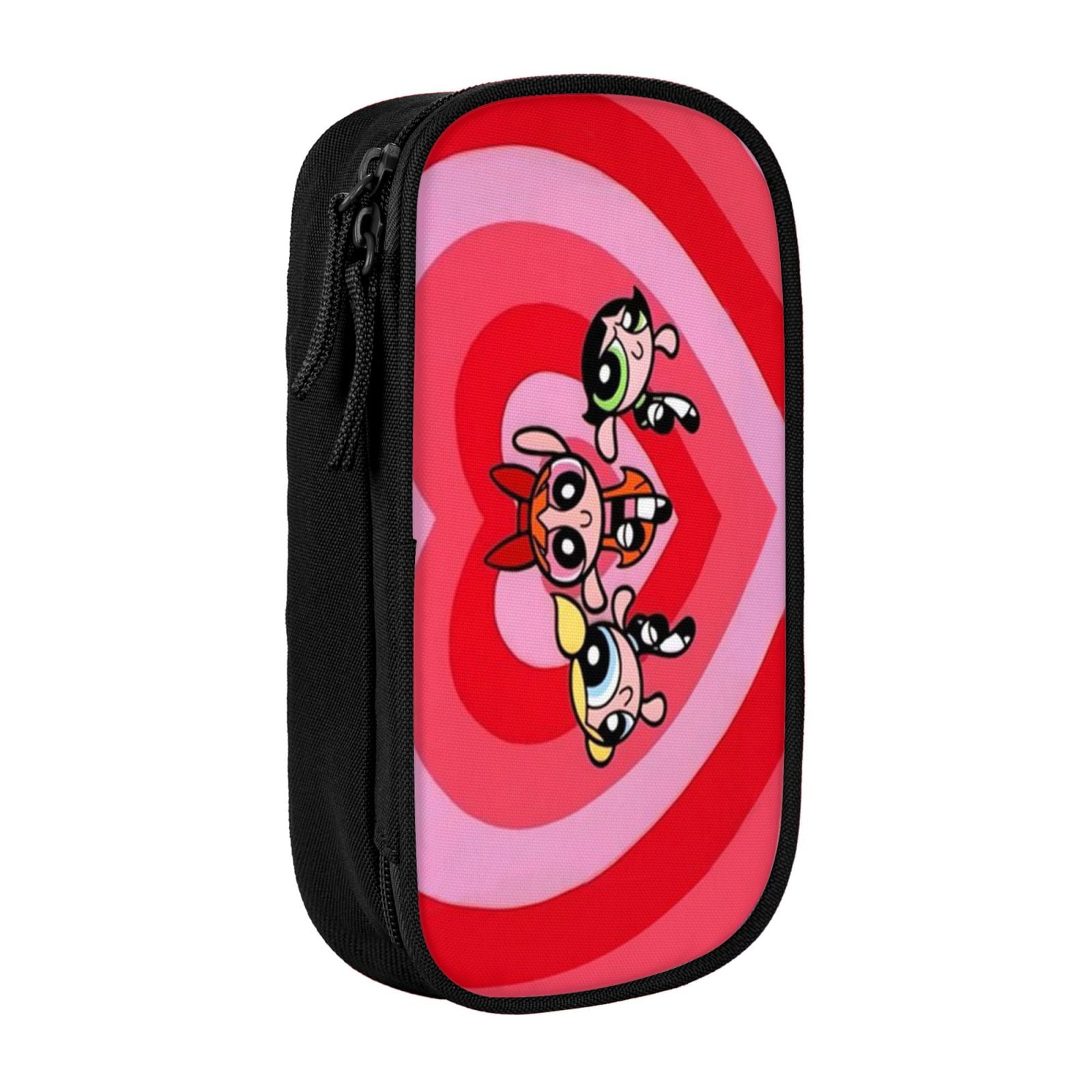 The Powerpuff Gi-rls Pencil Case Large Capacity Pencil Pouch Penbag Office Stationery Organizer Travel Makeup Bag Black