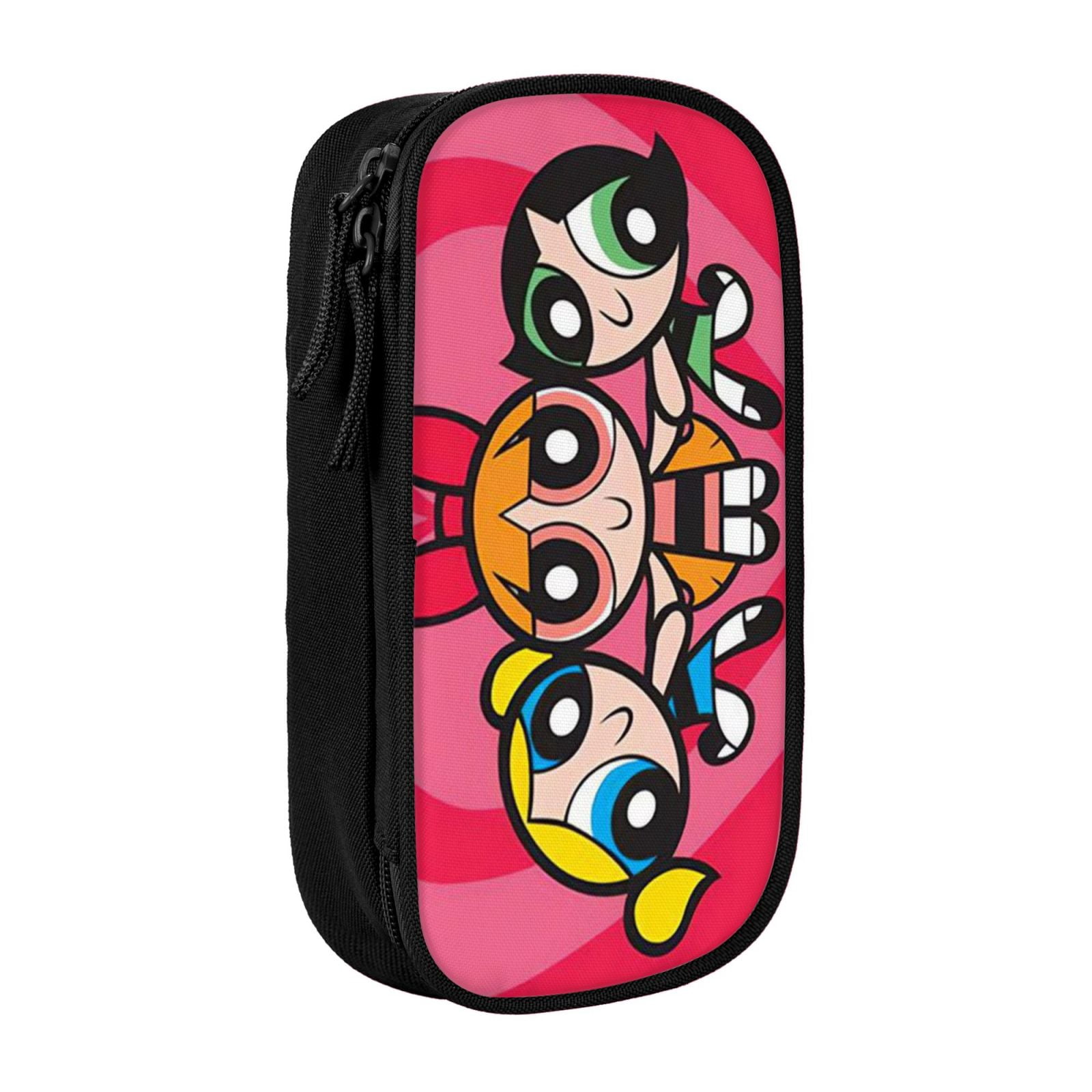 The Powerpuff Gi-rls Pencil Case Large Capacity Pencil Pouch Penbag Office Stationery Organizer Travel Makeup Bag Black