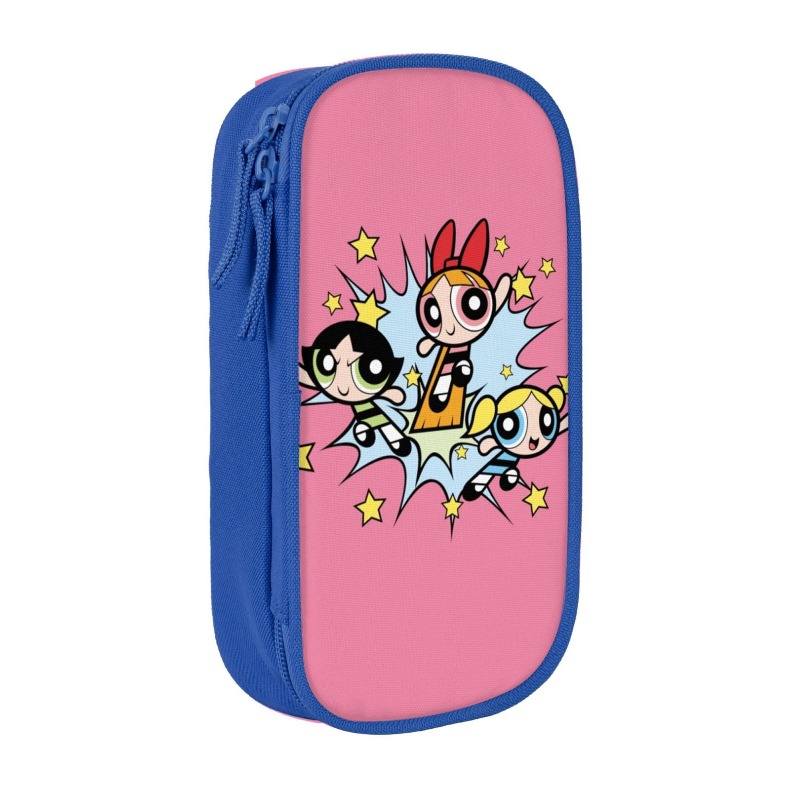The Powerpuff Gi-rls Pencil Case Large Capacity Pencil Pouch Penbag Office Stationery Organizer Travel Makeup Bag Blue