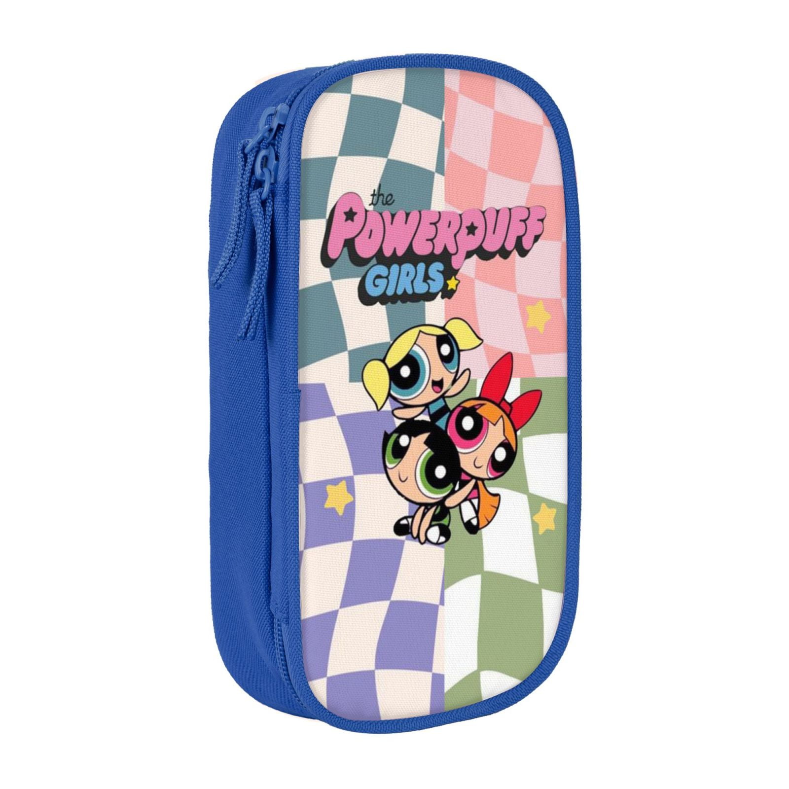 The Powerpuff Gi-rls Pencil Case Large Capacity Pencil Pouch Penbag Office Stationery Organizer Travel Makeup Bag Blue