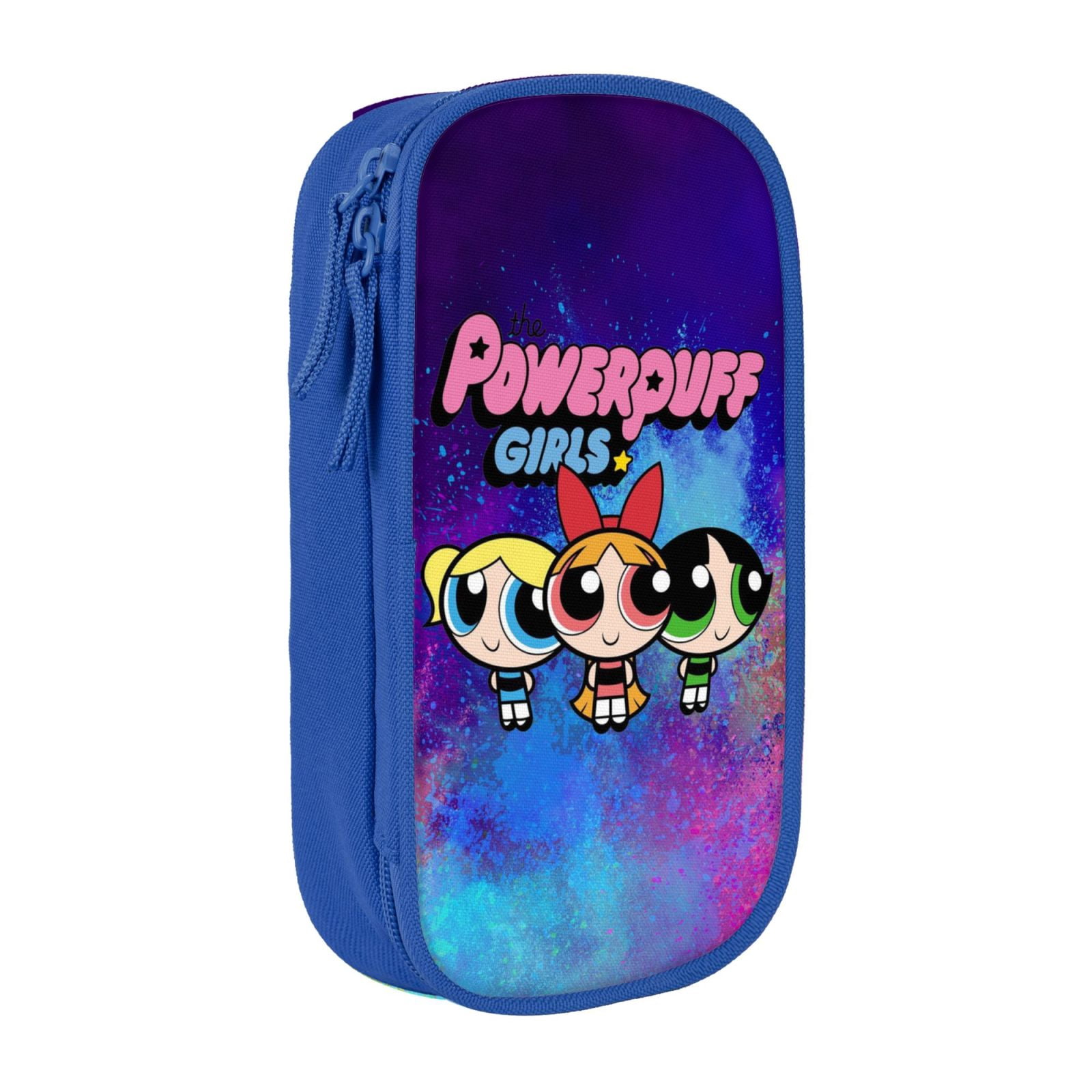 The Powerpuff Gi-rls Pencil Case Large Capacity Pencil Pouch Penbag Office Stationery Organizer Travel Makeup Bag Blue