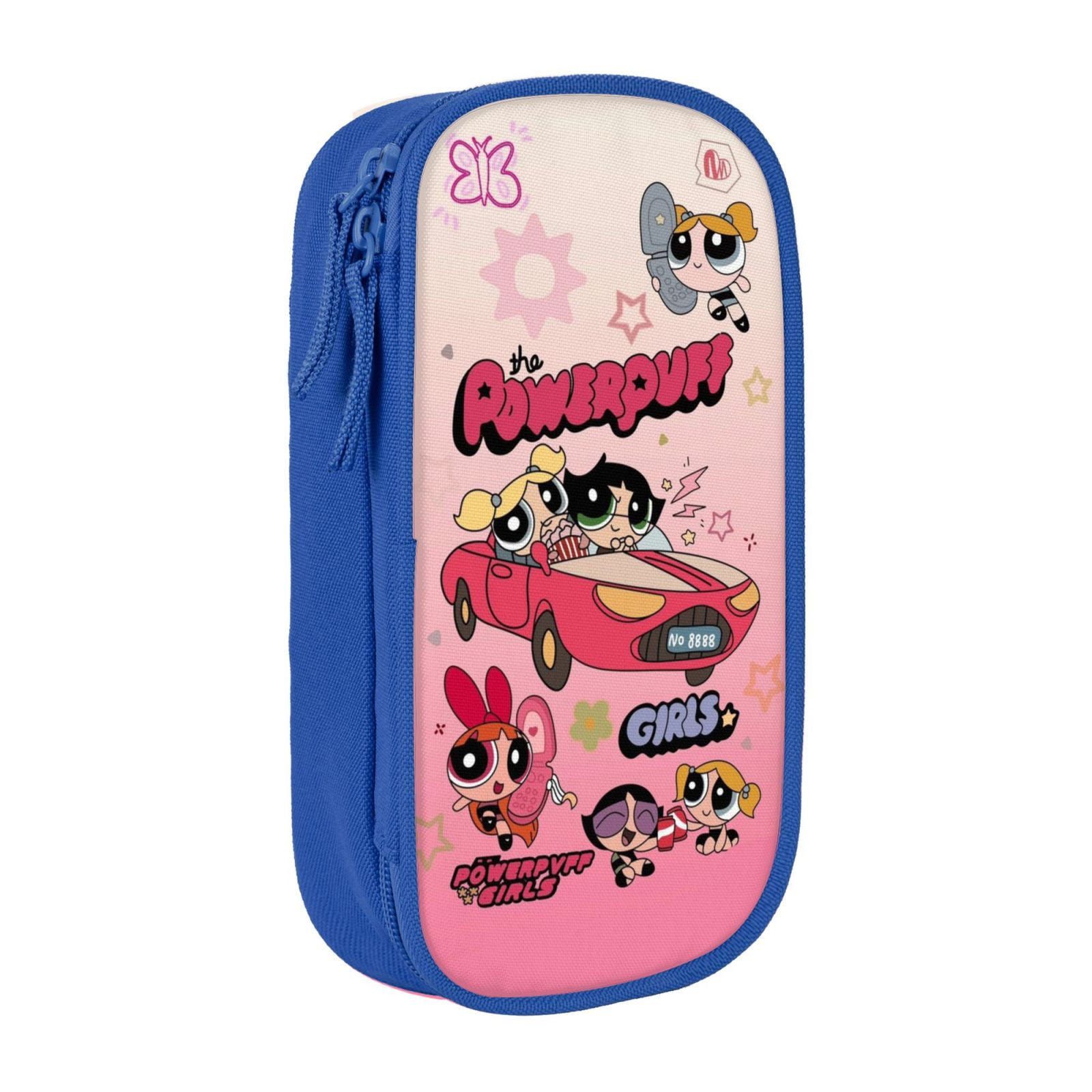 The Powerpuff Gi-rls Pencil Case Large Capacity Pencil Pouch Penbag Office Stationery Organizer Travel Makeup Bag Blue
