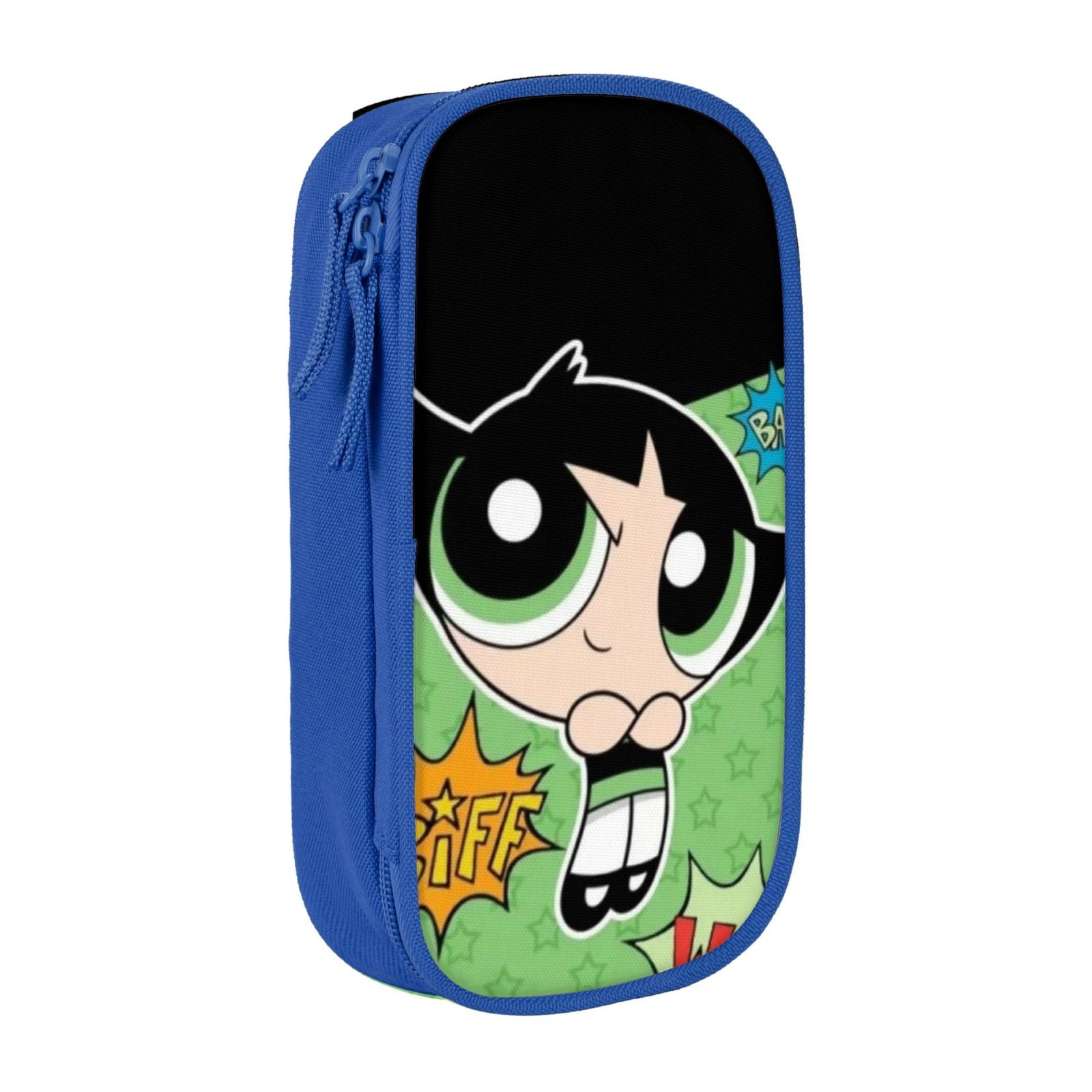 The Powerpuff Gi-rls Pencil Case Large Capacity Pencil Pouch Penbag Office Stationery Organizer Travel Makeup Bag Blue