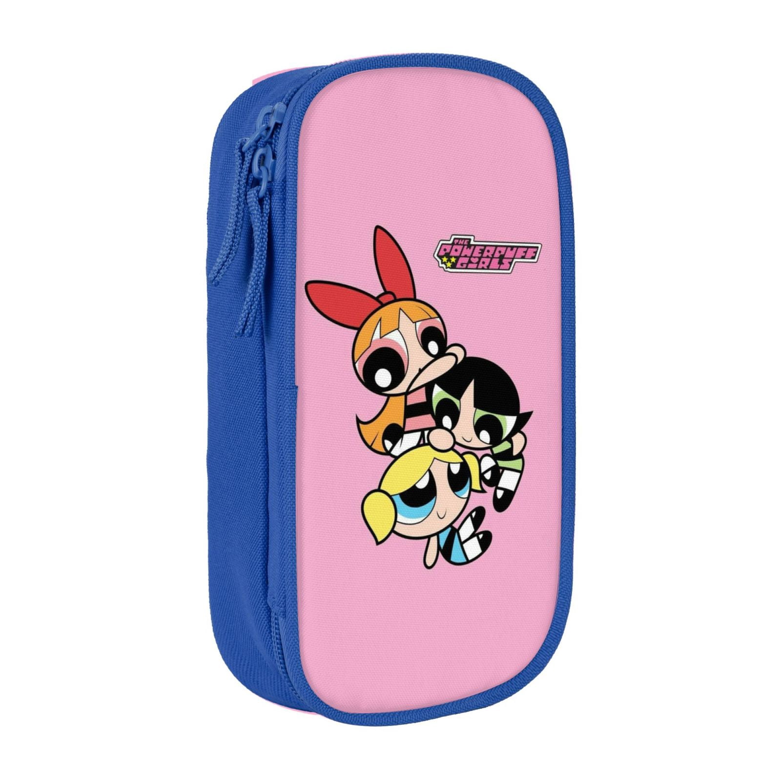 The Powerpuff Gi-rls Pencil Case Large Capacity Pencil Pouch Penbag Office Stationery Organizer Travel Makeup Bag Blue
