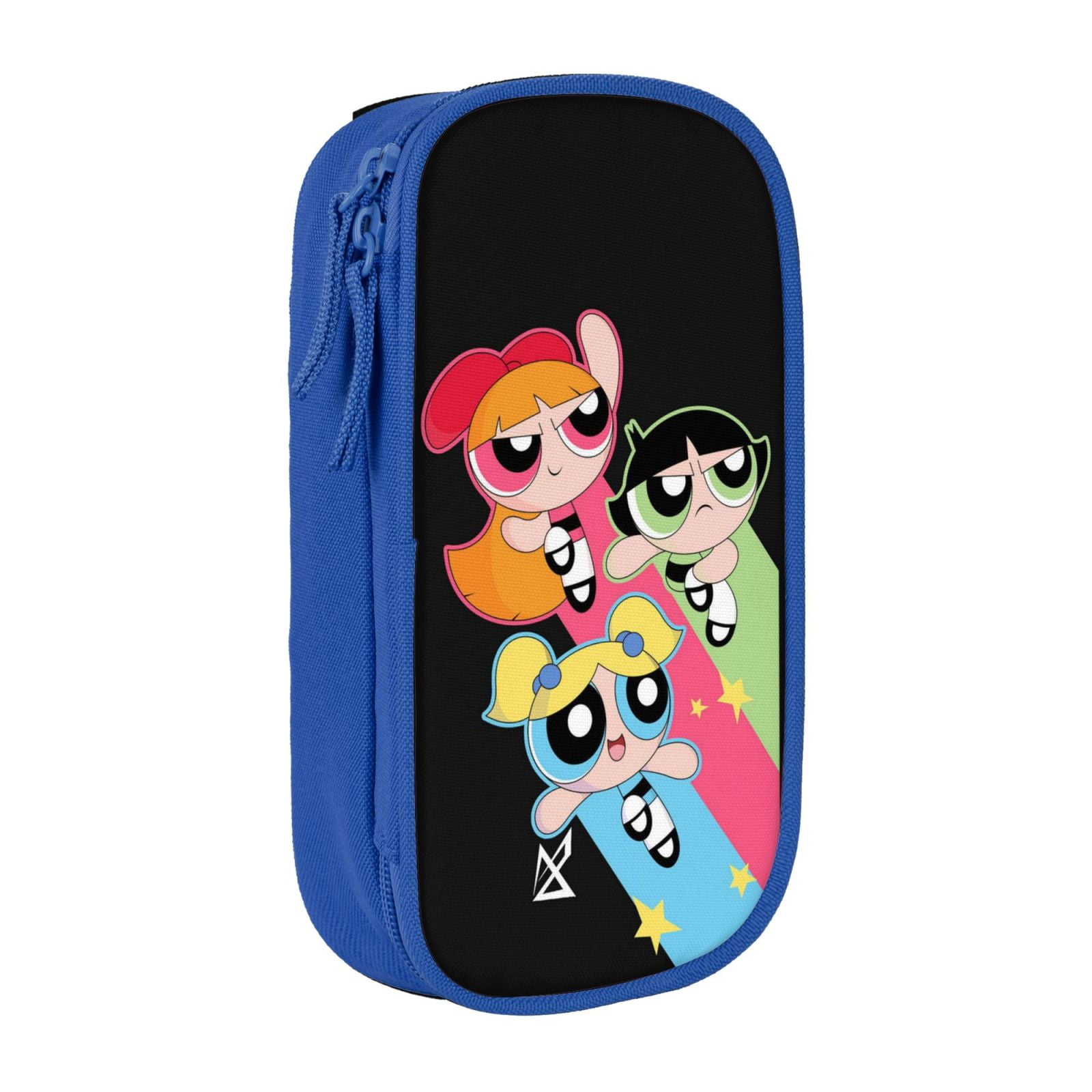 The Powerpuff Gi-rls Pencil Case Large Capacity Pencil Pouch Penbag Office Stationery Organizer Travel Makeup Bag Blue