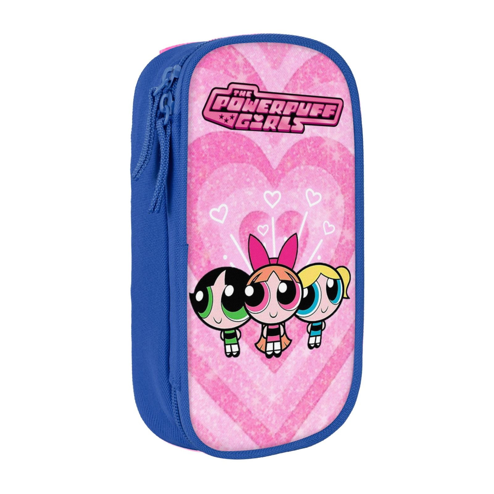 The Powerpuff Gi-rls Pencil Case Large Capacity Pencil Pouch Penbag Office Stationery Organizer Travel Makeup Bag Blue