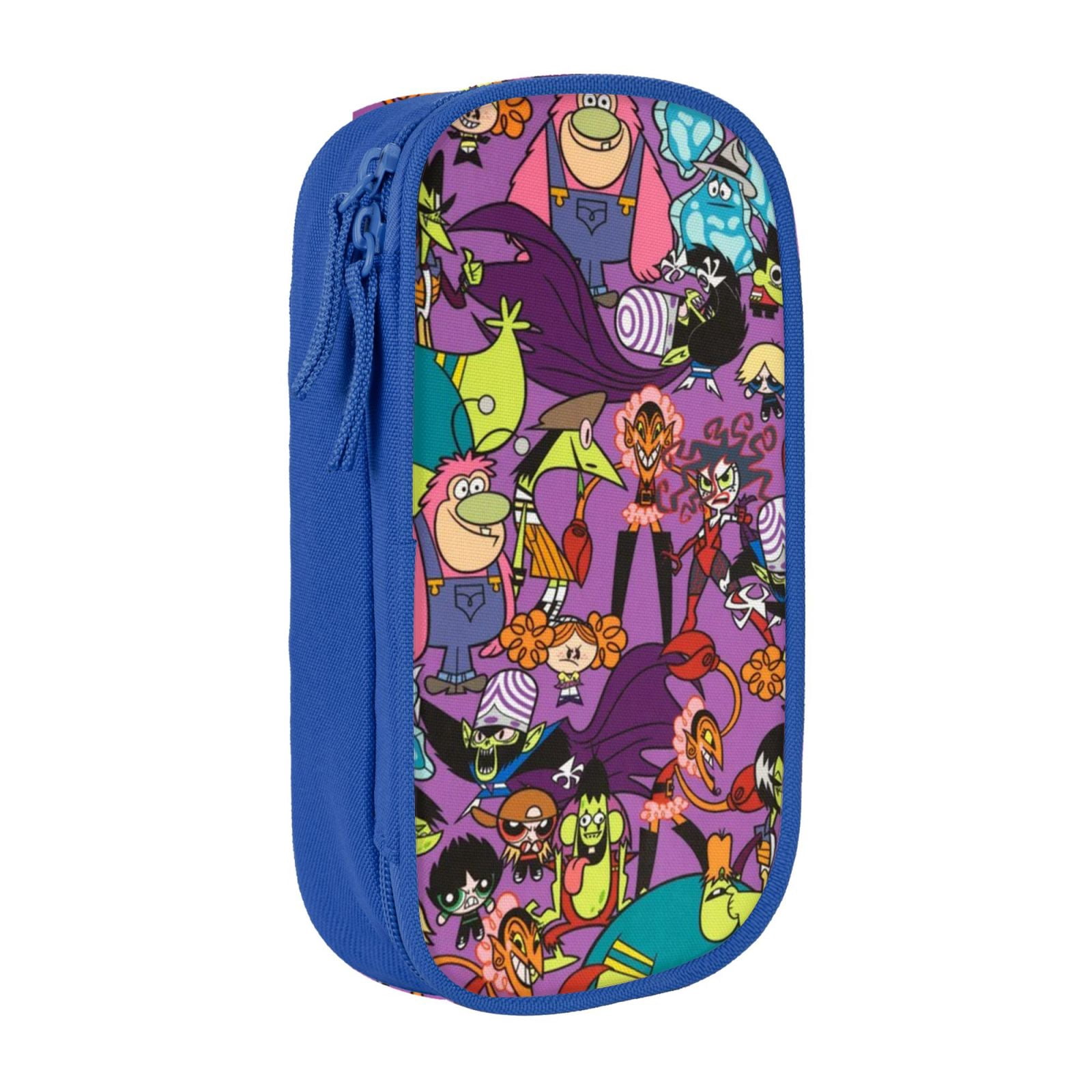 The Powerpuff Gi-rls Pencil Case Large Capacity Pencil Pouch Penbag Office Stationery Organizer Travel Makeup Bag Blue