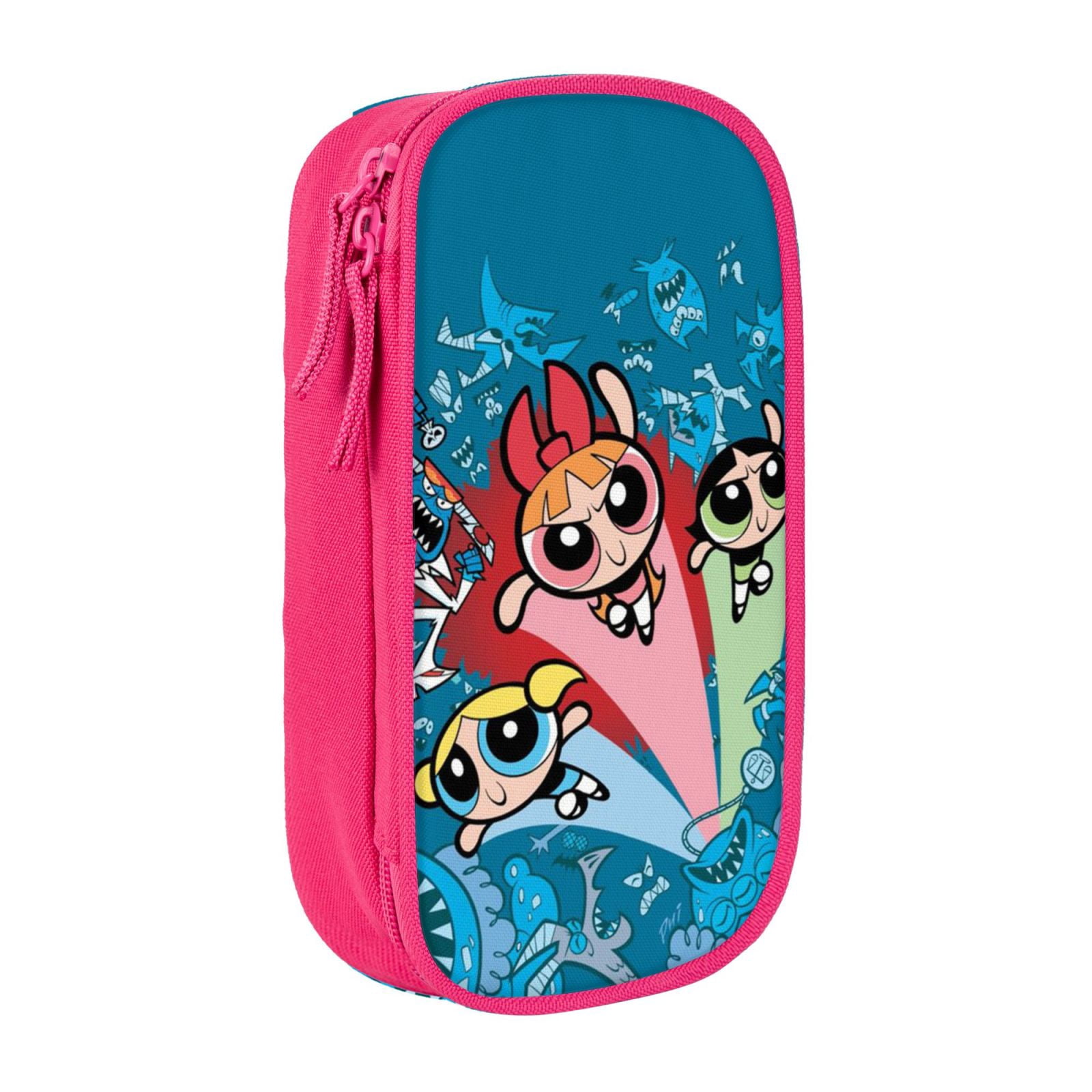 The Powerpuff Gi-rls Pencil Case Large Capacity Pencil Pouch Penbag Office Stationery Organizer Travel Makeup Bag Pink