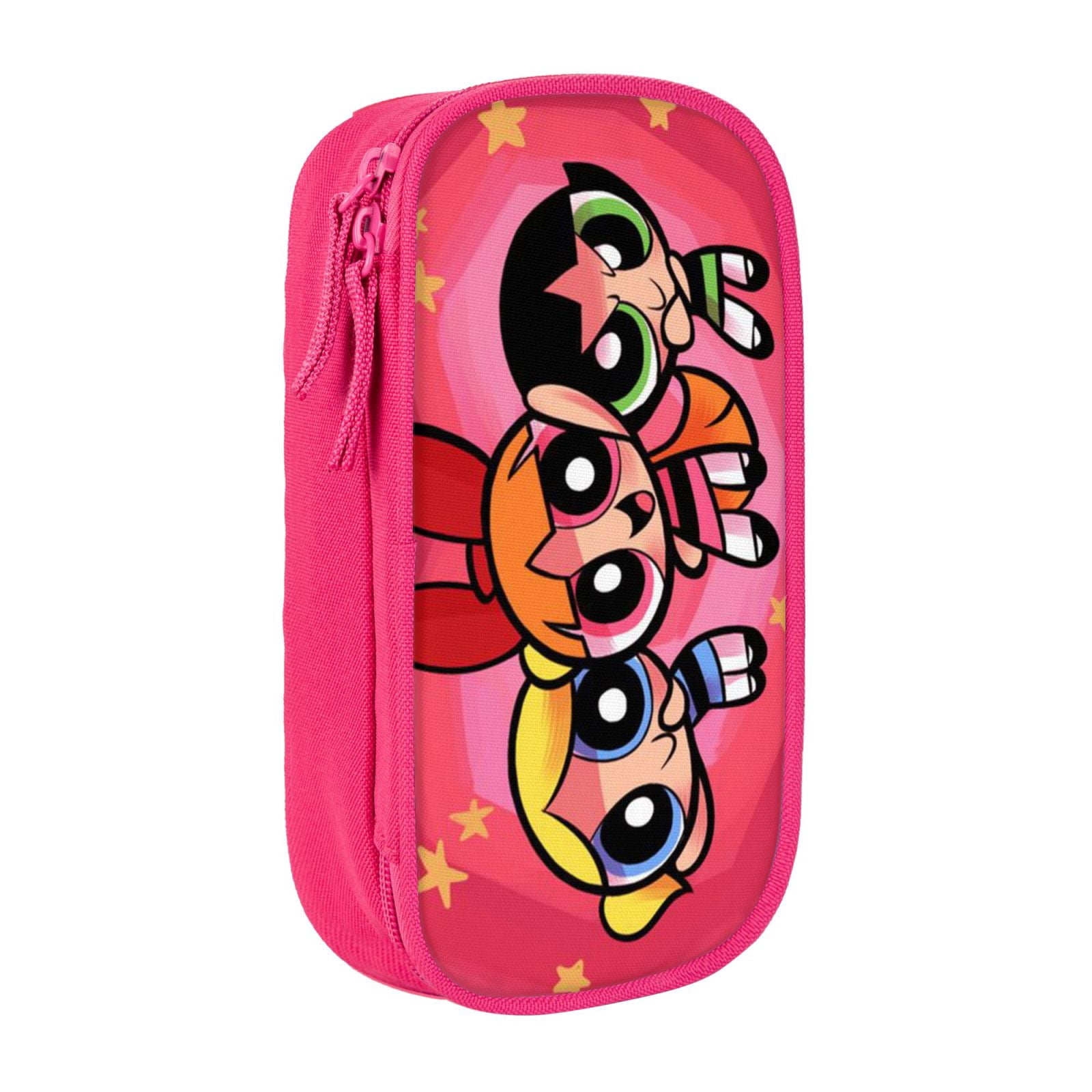 The Powerpuff Gi-rls Pencil Case Large Capacity Pencil Pouch Penbag Office Stationery Organizer Travel Makeup Bag Pink