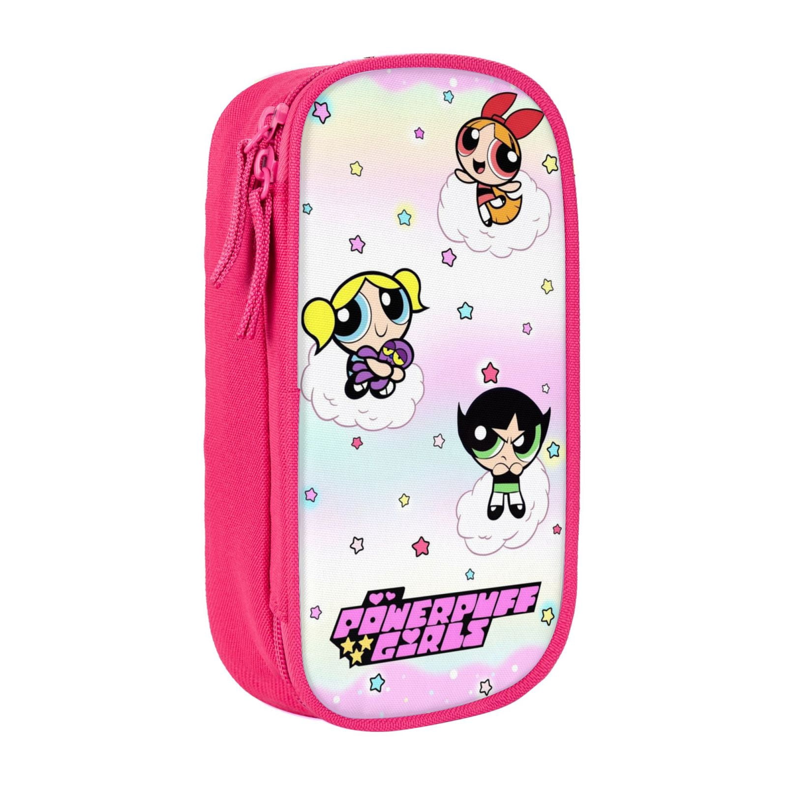 The Powerpuff Gi-rls Pencil Case Large Capacity Pencil Pouch Penbag Office Stationery Organizer Travel Makeup Bag Pink