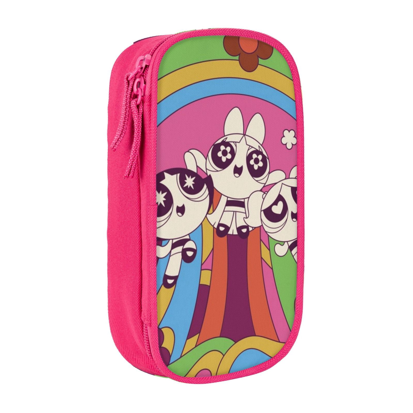 The Powerpuff Gi-rls Pencil Case Large Capacity Pencil Pouch Penbag Office Stationery Organizer Travel Makeup Bag Pink