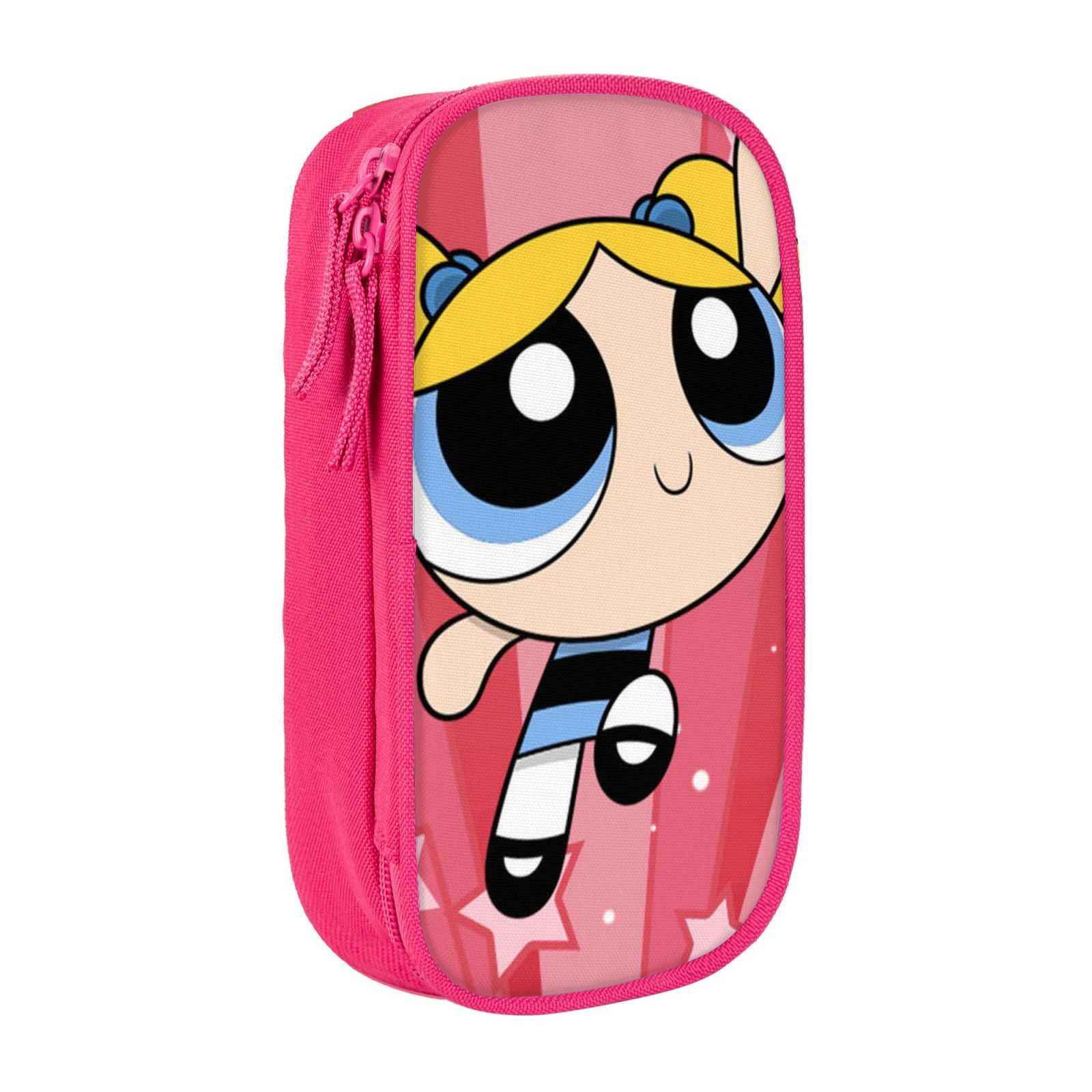 The Powerpuff Gi-rls Pencil Case Large Capacity Pencil Pouch Penbag Office Stationery Organizer Travel Makeup Bag Pink