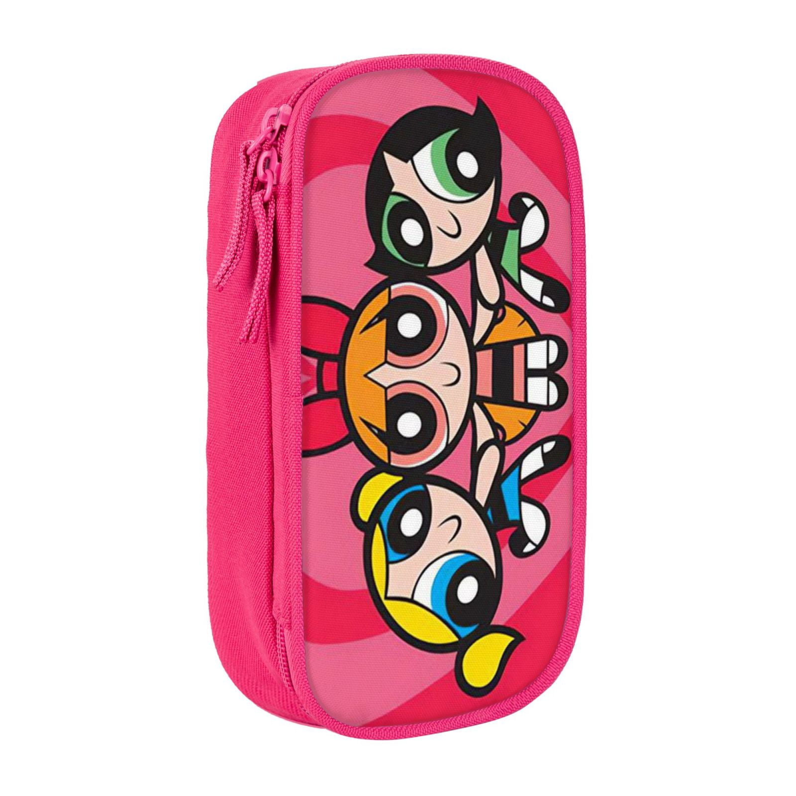 The Powerpuff Gi-rls Pencil Case Large Capacity Pencil Pouch Penbag Office Stationery Organizer Travel Makeup Bag Pink