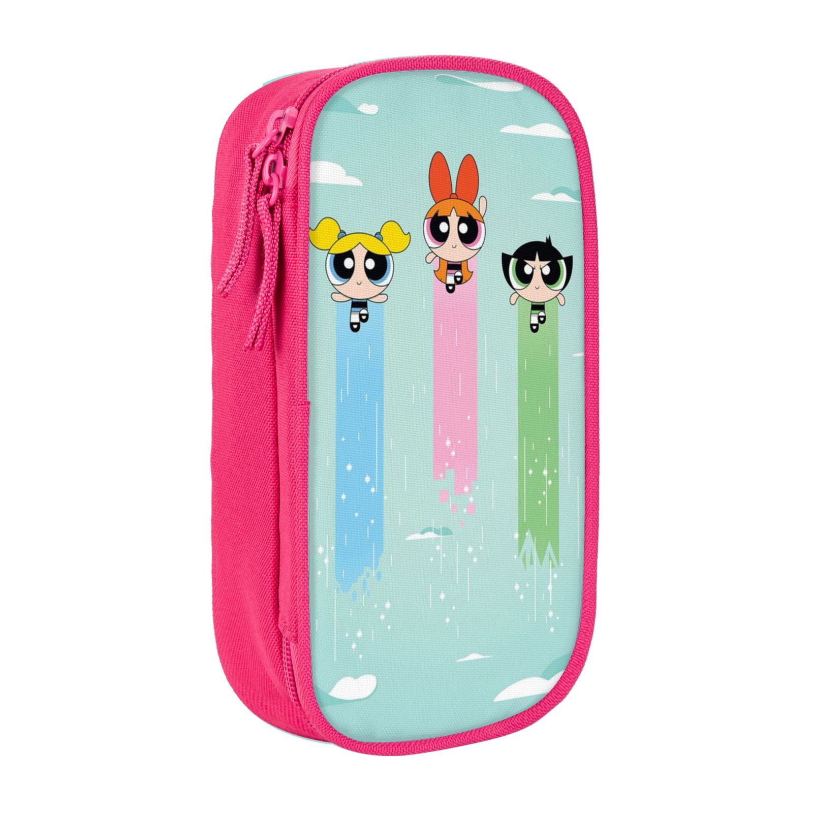 The Powerpuff Gi-rls Pencil Case Large Capacity Pencil Pouch Penbag Office Stationery Organizer Travel Makeup Bag Pink