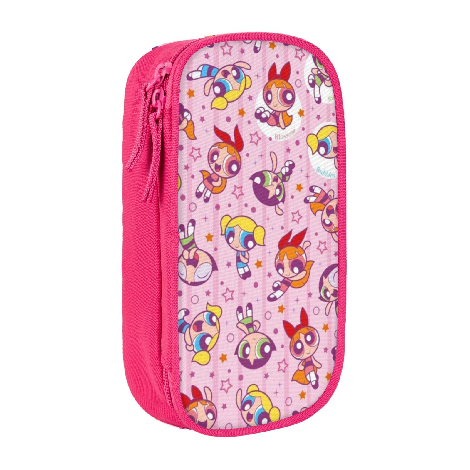 The Powerpuff Gi-rls Pencil Case Large Capacity Pencil Pouch Penbag Office Stationery Organizer Travel Makeup Bag Pink