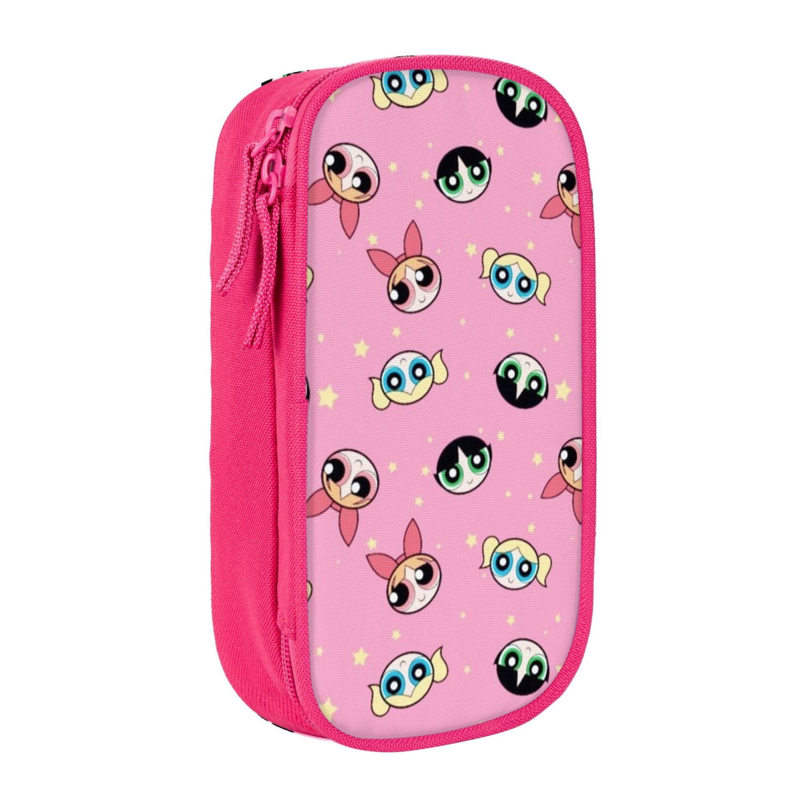 The Powerpuff Gi-rls Pencil Case Large Capacity Pencil Pouch Penbag Office Stationery Organizer Travel Makeup Bag Pink