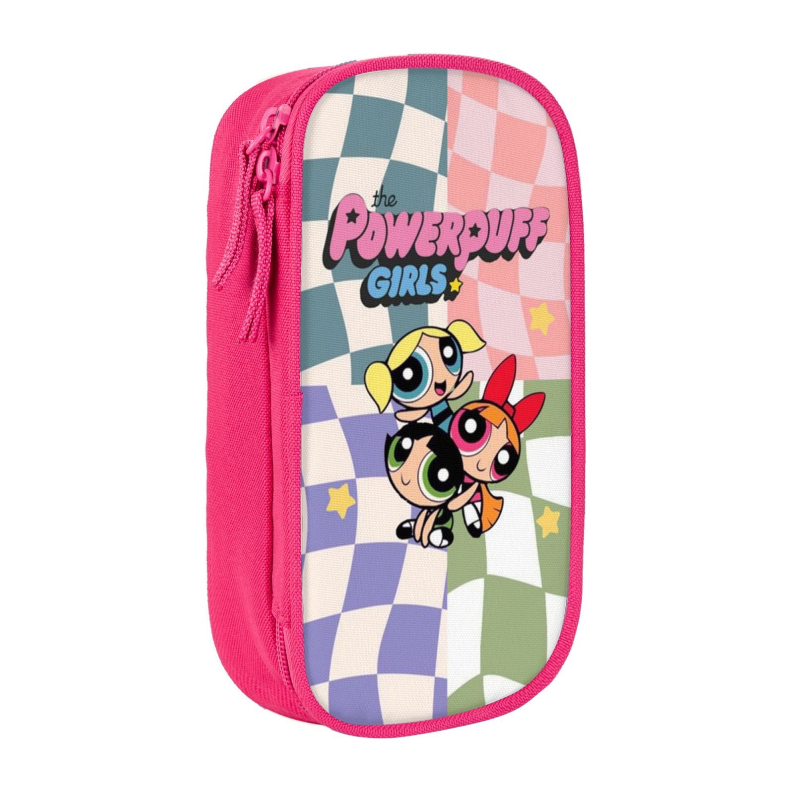 The Powerpuff Gi-rls Pencil Case Large Capacity Pencil Pouch Penbag Office Stationery Organizer Travel Makeup Bag Pink
