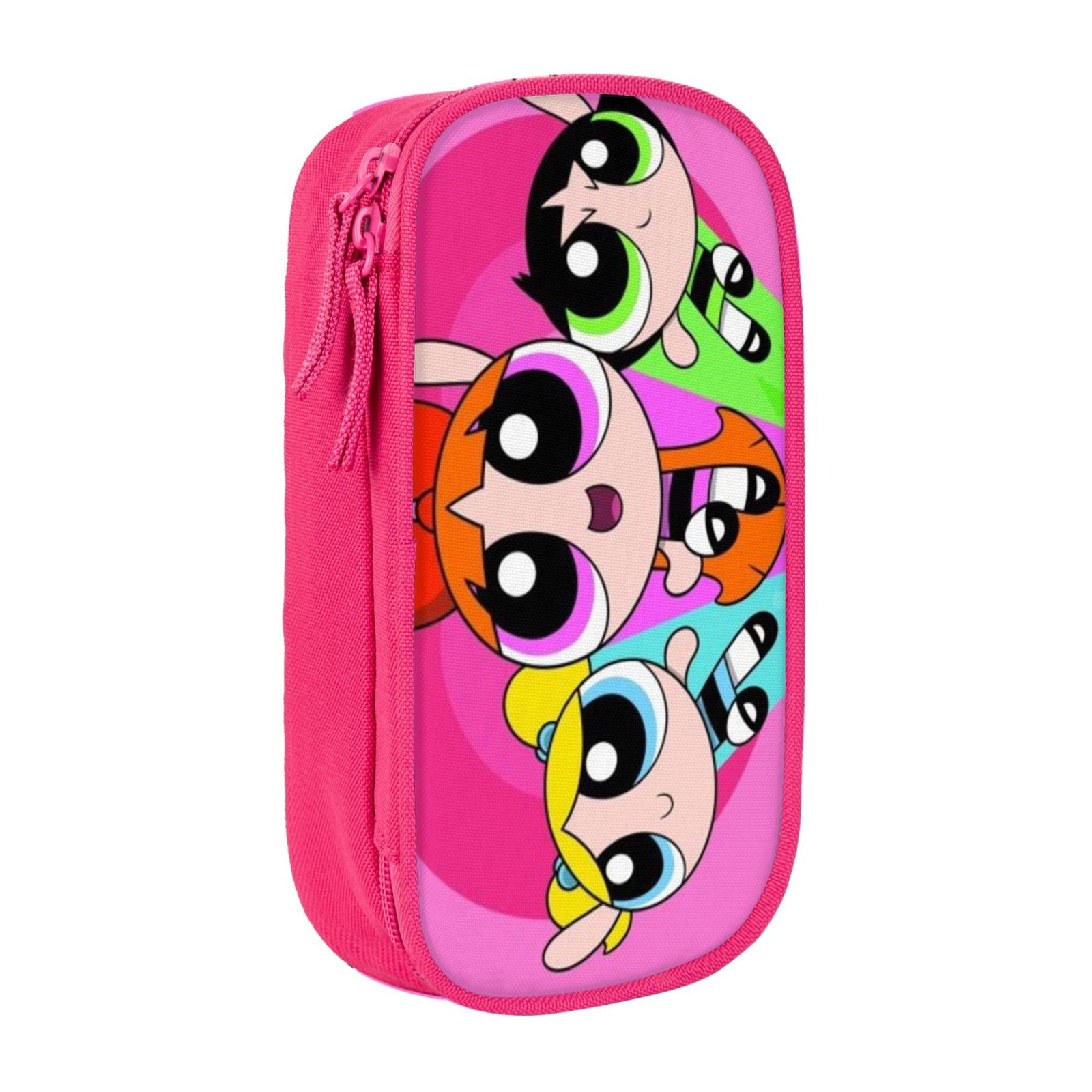 The Powerpuff Gi-rls Pencil Case Large Capacity Pencil Pouch Penbag Office Stationery Organizer Travel Makeup Bag Pink