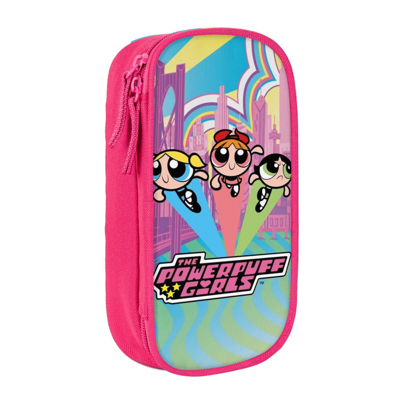 The Powerpuff Gi-rls Pencil Case Large Capacity Pencil Pouch Penbag Office Stationery Organizer Travel Makeup Bag Pink