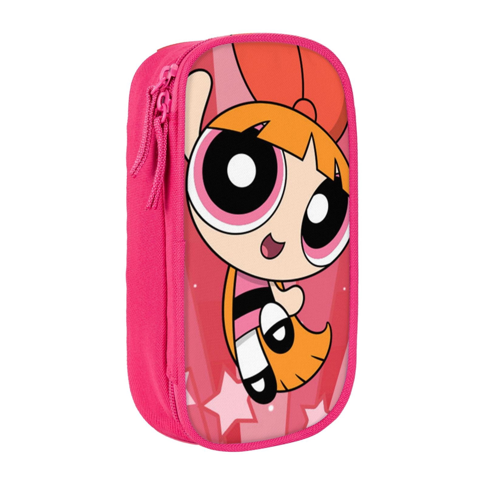 The Powerpuff Gi-rls Pencil Case Large Capacity Pencil Pouch Penbag Office Stationery Organizer Travel Makeup Bag Pink