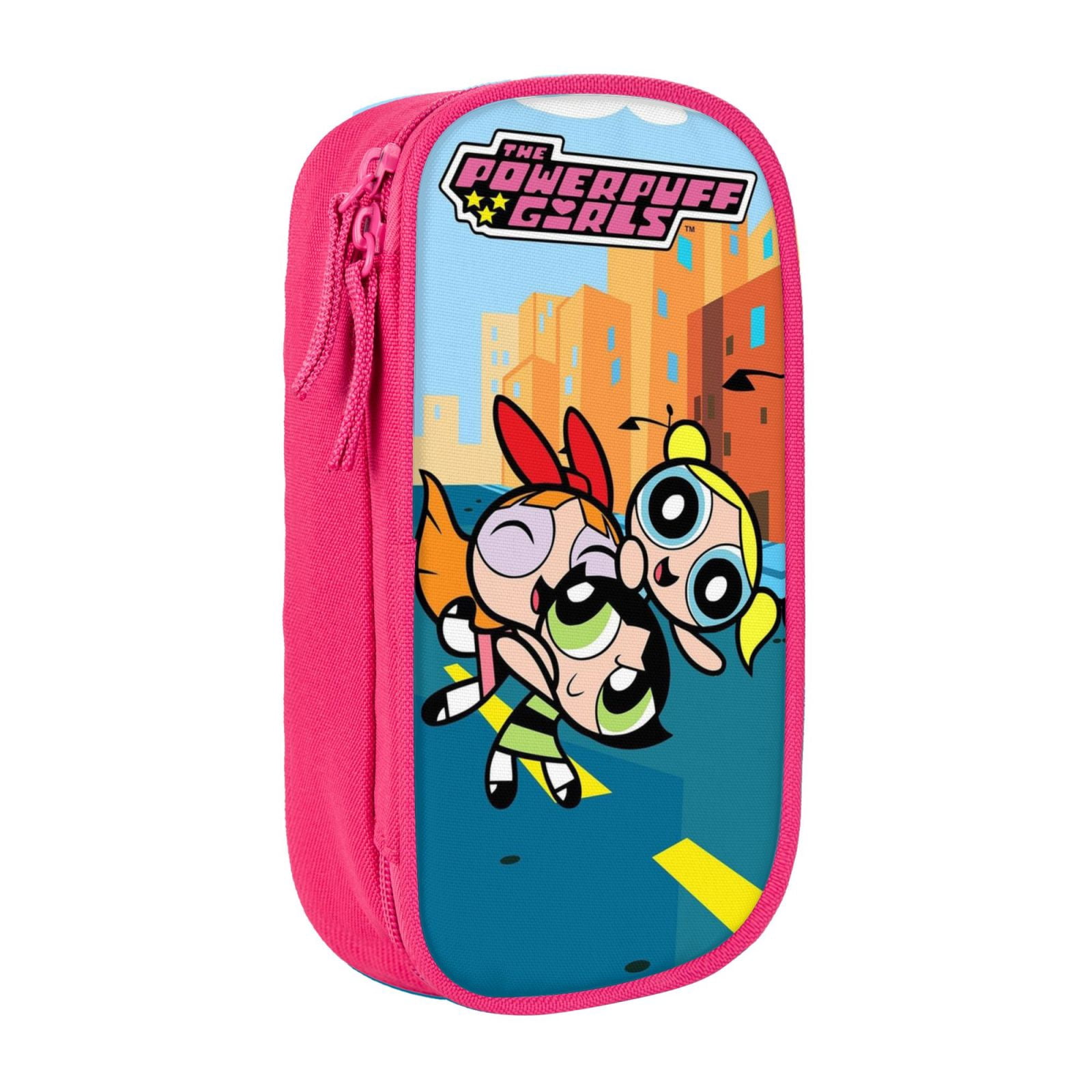 The Powerpuff Gi-rls Pencil Case Large Capacity Pencil Pouch Penbag Office Stationery Organizer Travel Makeup Bag Pink
