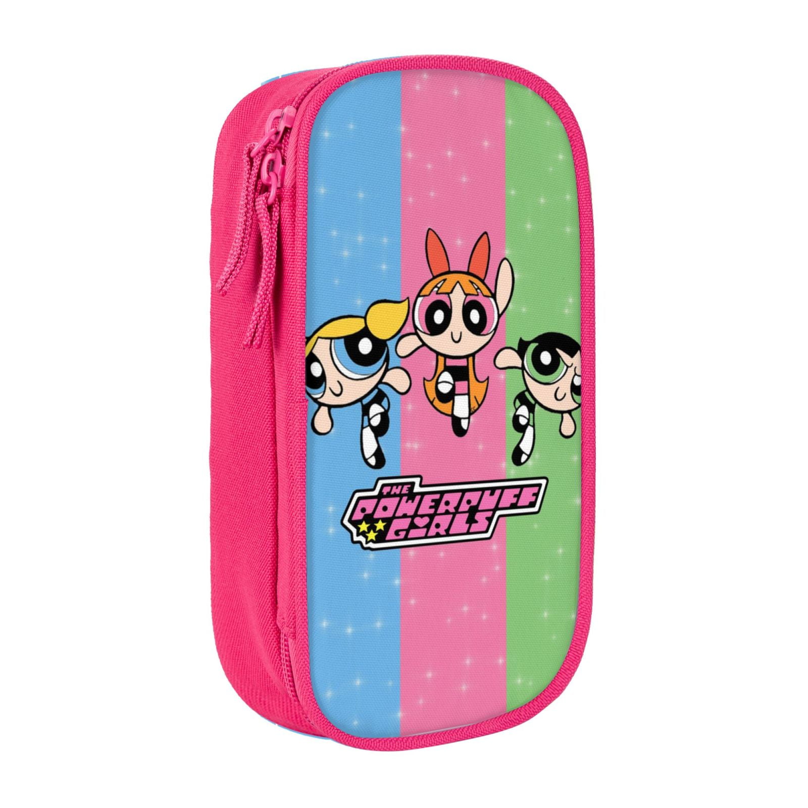 The Powerpuff Gi-rls Pencil Case Large Capacity Pencil Pouch Penbag Office Stationery Organizer Travel Makeup Bag Pink