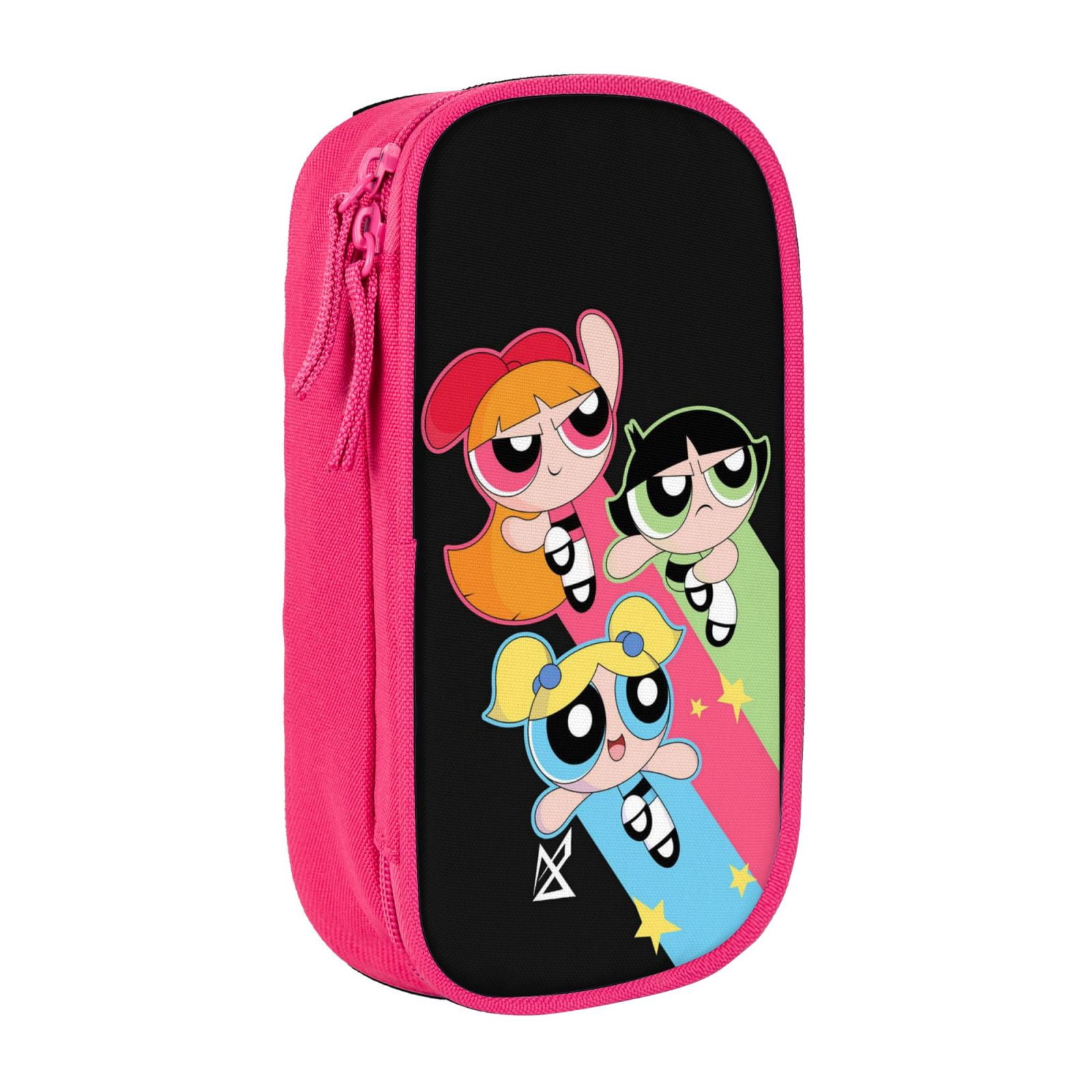 The Powerpuff Gi-rls Pencil Case Large Capacity Pencil Pouch Penbag Office Stationery Organizer Travel Makeup Bag Pink