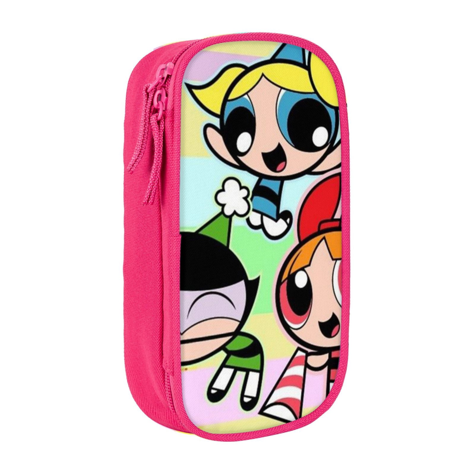 The Powerpuff Gi-rls Pencil Case Large Capacity Pencil Pouch Penbag Office Stationery Organizer Travel Makeup Bag Pink