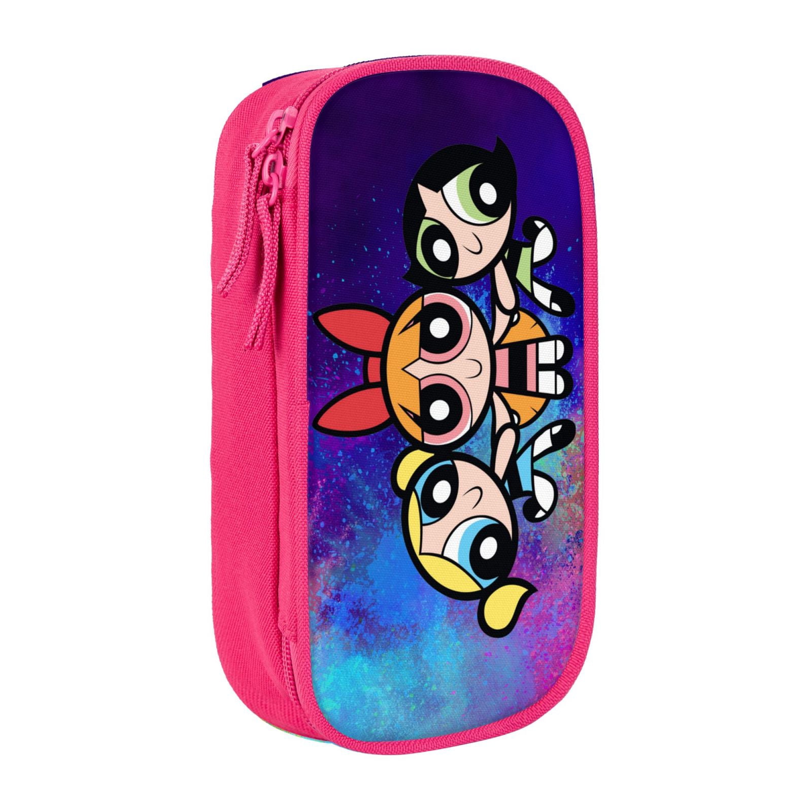 The Powerpuff Gi-rls Pencil Case Large Capacity Pencil Pouch Penbag Office Stationery Organizer Travel Makeup Bag Pink