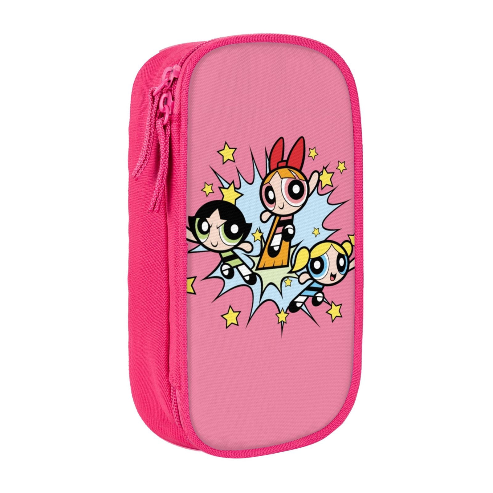 The Powerpuff Gi-rls Pencil Case Large Capacity Pencil Pouch Penbag Office Stationery Organizer Travel Makeup Bag Pink