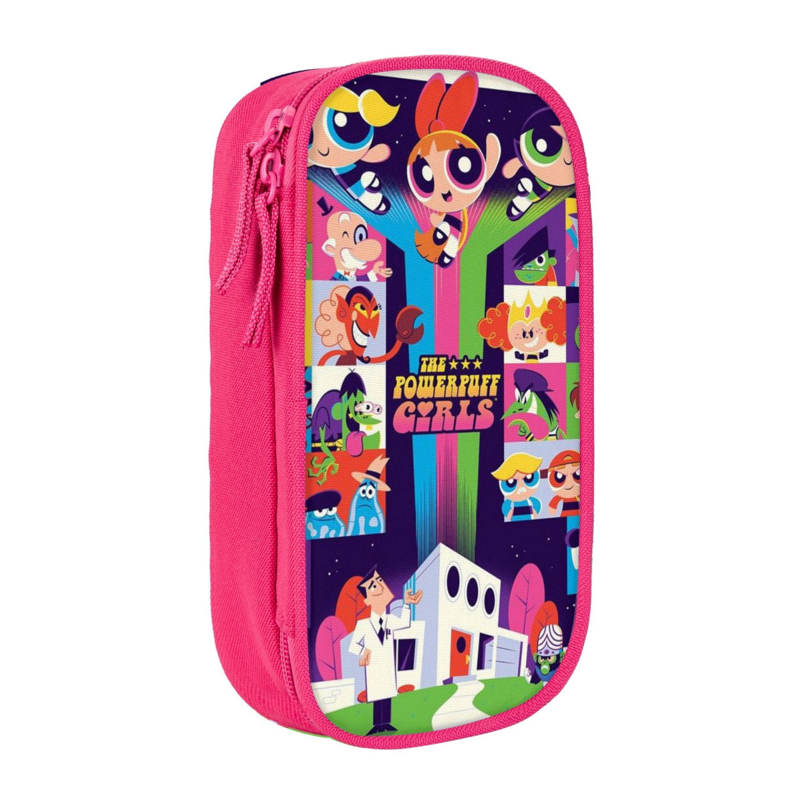 The Powerpuff Gi-rls Pencil Case Large Capacity Pencil Pouch Penbag Office Stationery Organizer Travel Makeup Bag Pink