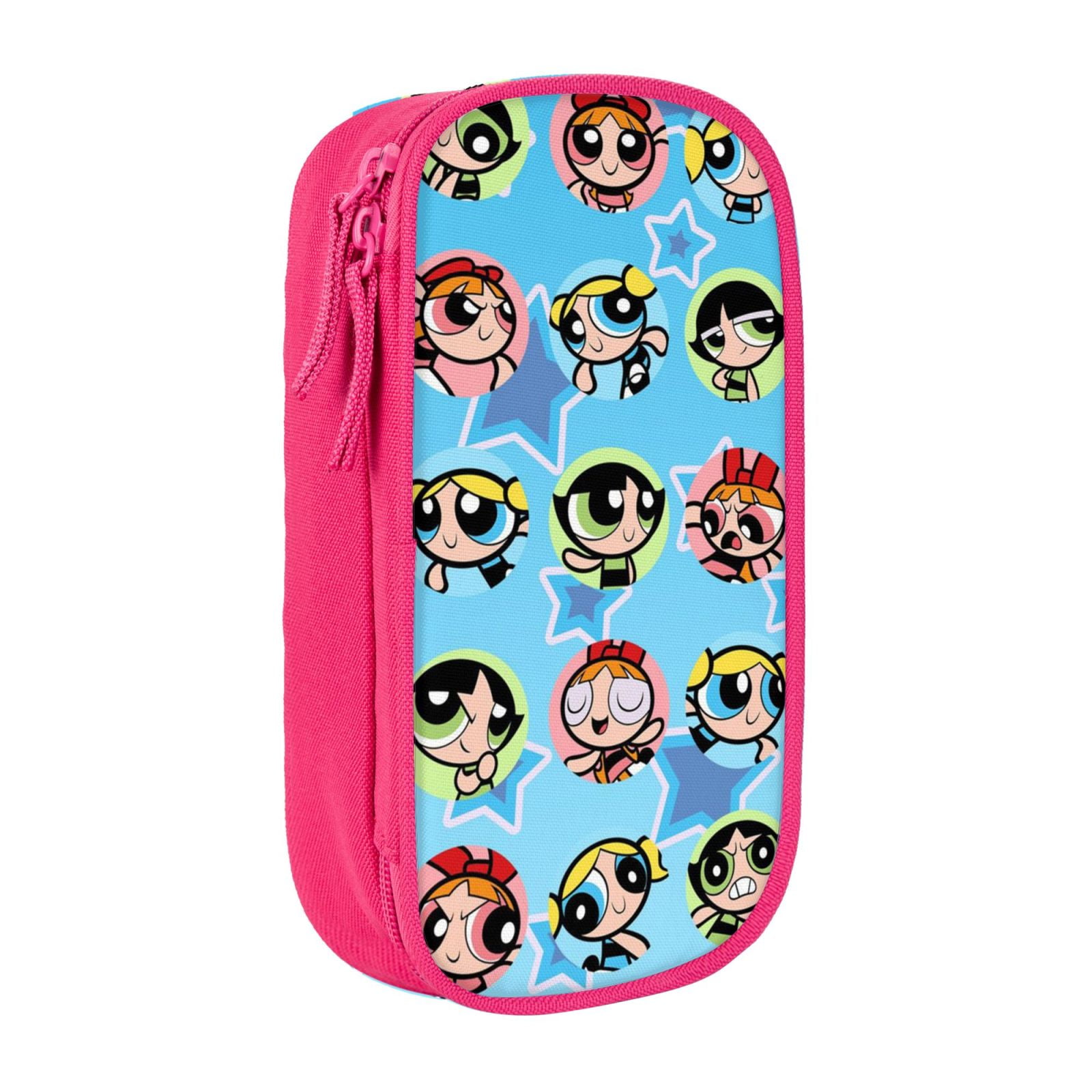 The Powerpuff Gi-rls Pencil Case Large Capacity Pencil Pouch Penbag Office Stationery Organizer Travel Makeup Bag Pink