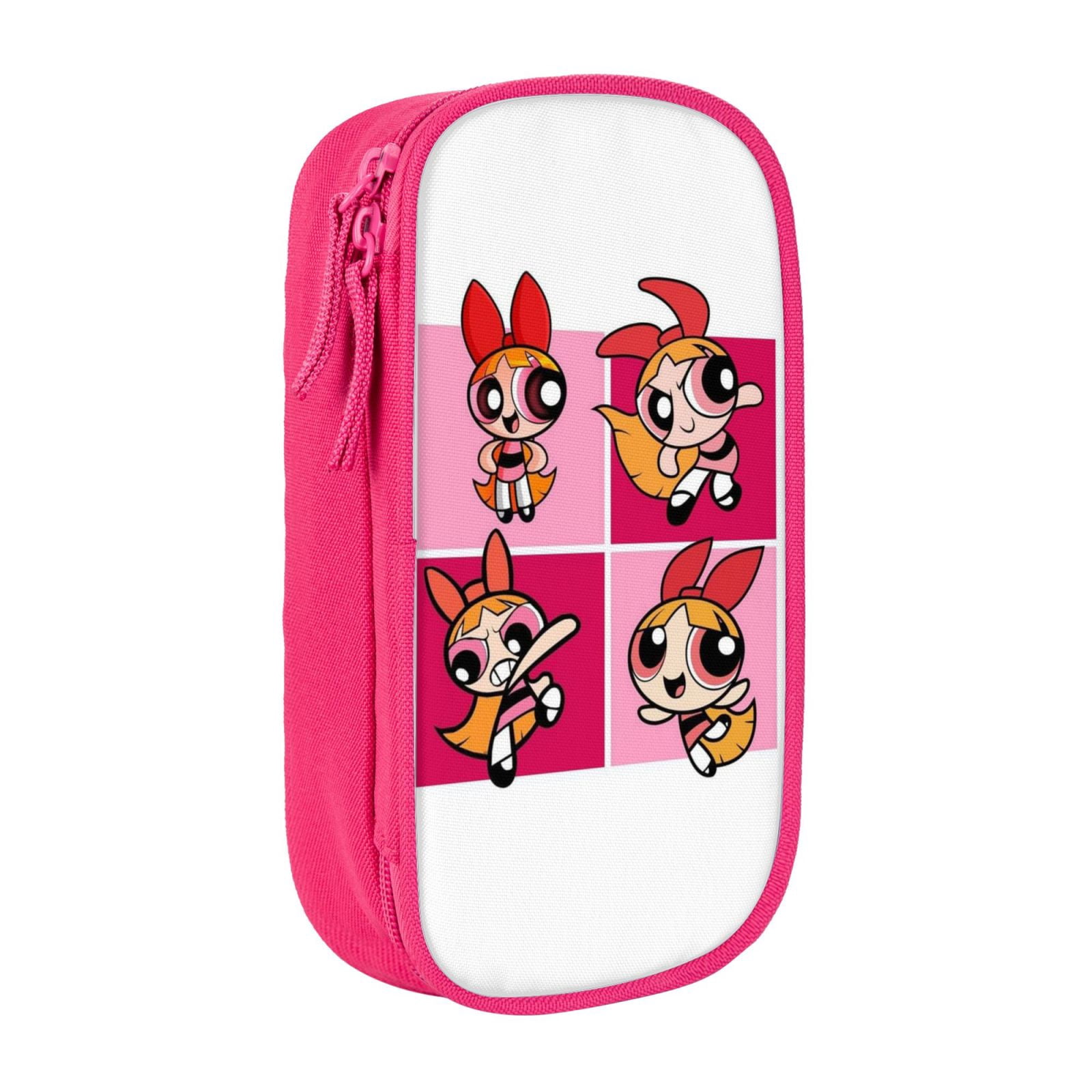 The Powerpuff Gi-rls Pencil Case Large Capacity Pencil Pouch Penbag Office Stationery Organizer Travel Makeup Bag Pink