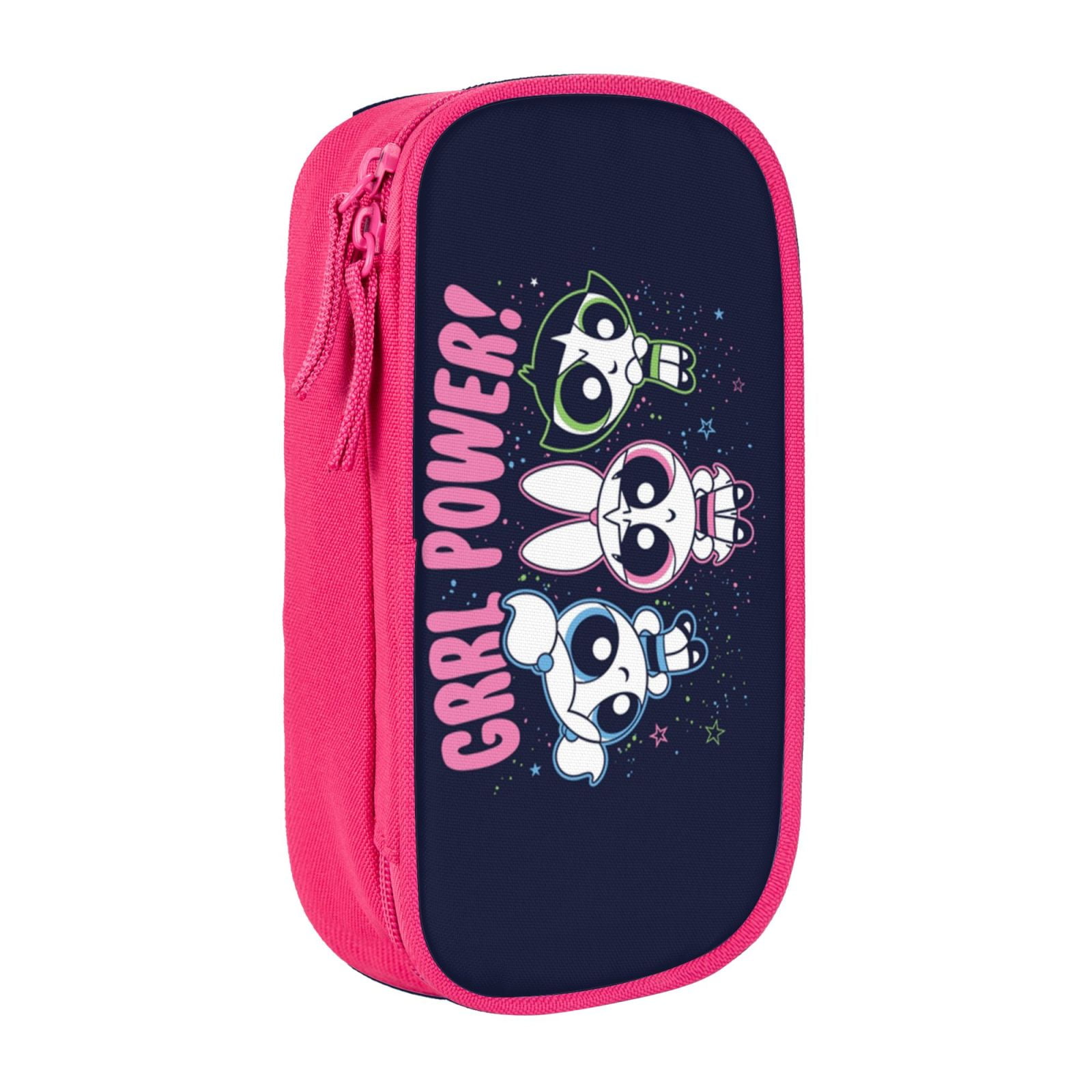 The Powerpuff Gi-rls Pencil Case Large Capacity Pencil Pouch Penbag Office Stationery Organizer Travel Makeup Bag Pink