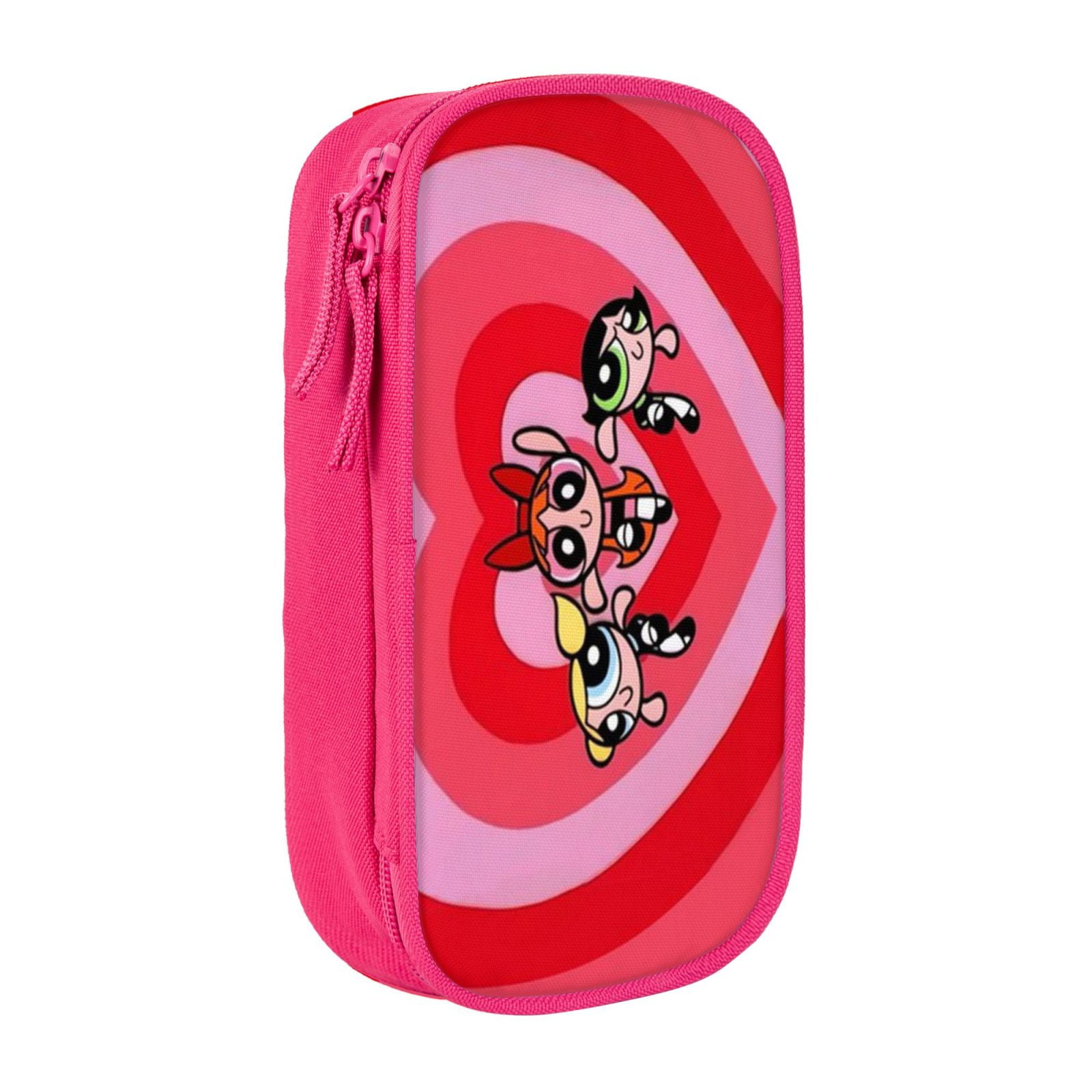 The Powerpuff Gi-rls Pencil Case Large Capacity Pencil Pouch Penbag Office Stationery Organizer Travel Makeup Bag Pink