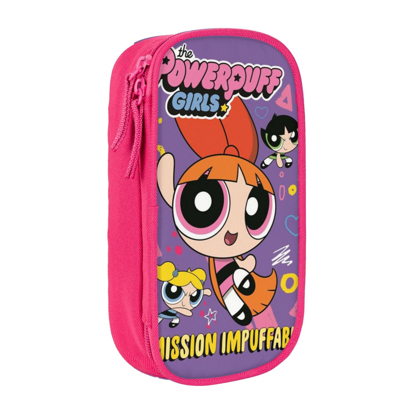 The Powerpuff Gi-rls Pencil Case Large Capacity Pencil Pouch Penbag Office Stationery Organizer Travel Makeup Bag Pink