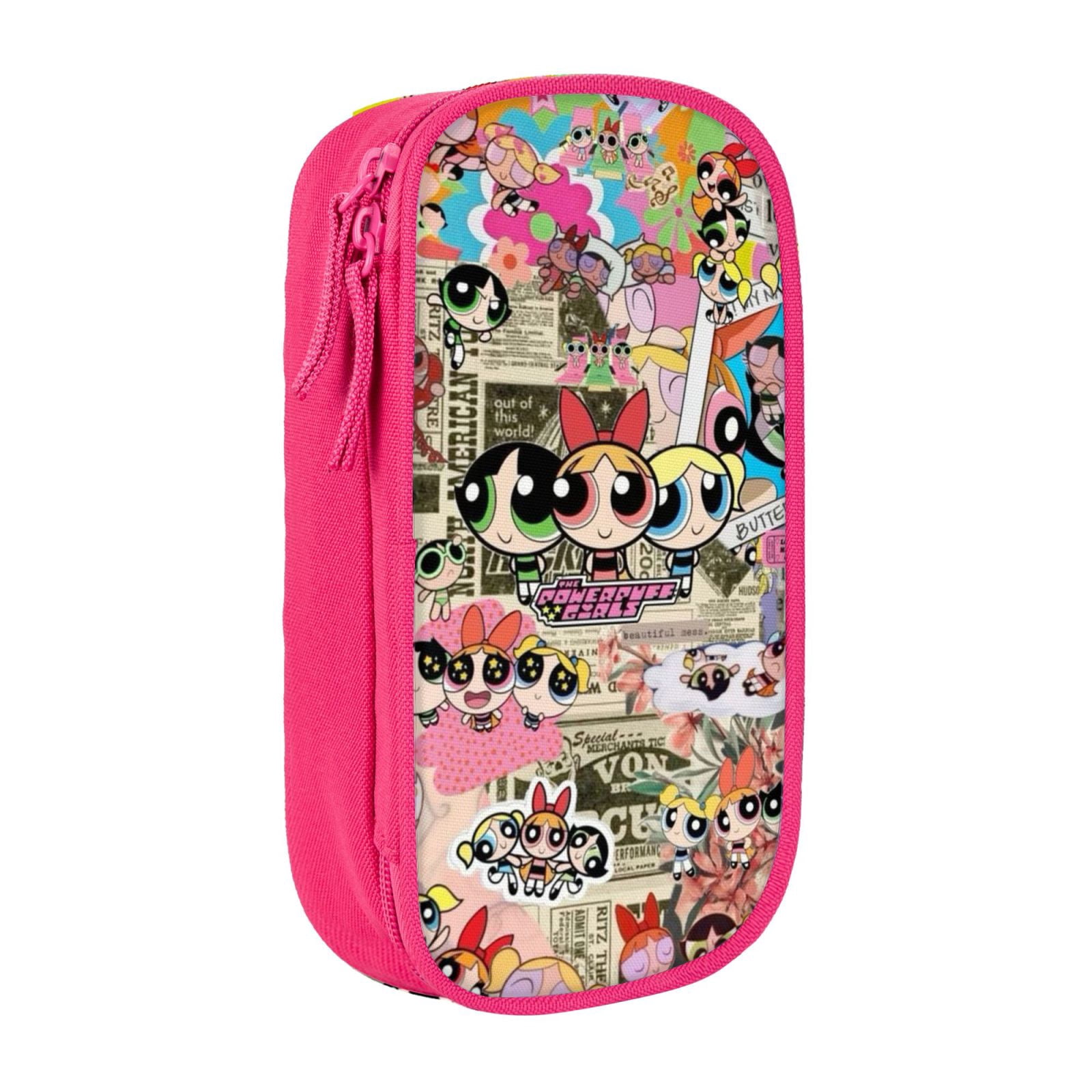 The Powerpuff Gi-rls Pencil Case Large Capacity Pencil Pouch Penbag Office Stationery Organizer Travel Makeup Bag Pink