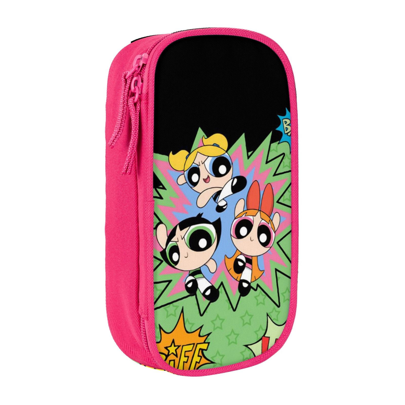 The Powerpuff Gi-rls Pencil Case Large Capacity Pencil Pouch Penbag Office Stationery Organizer Travel Makeup Bag Pink