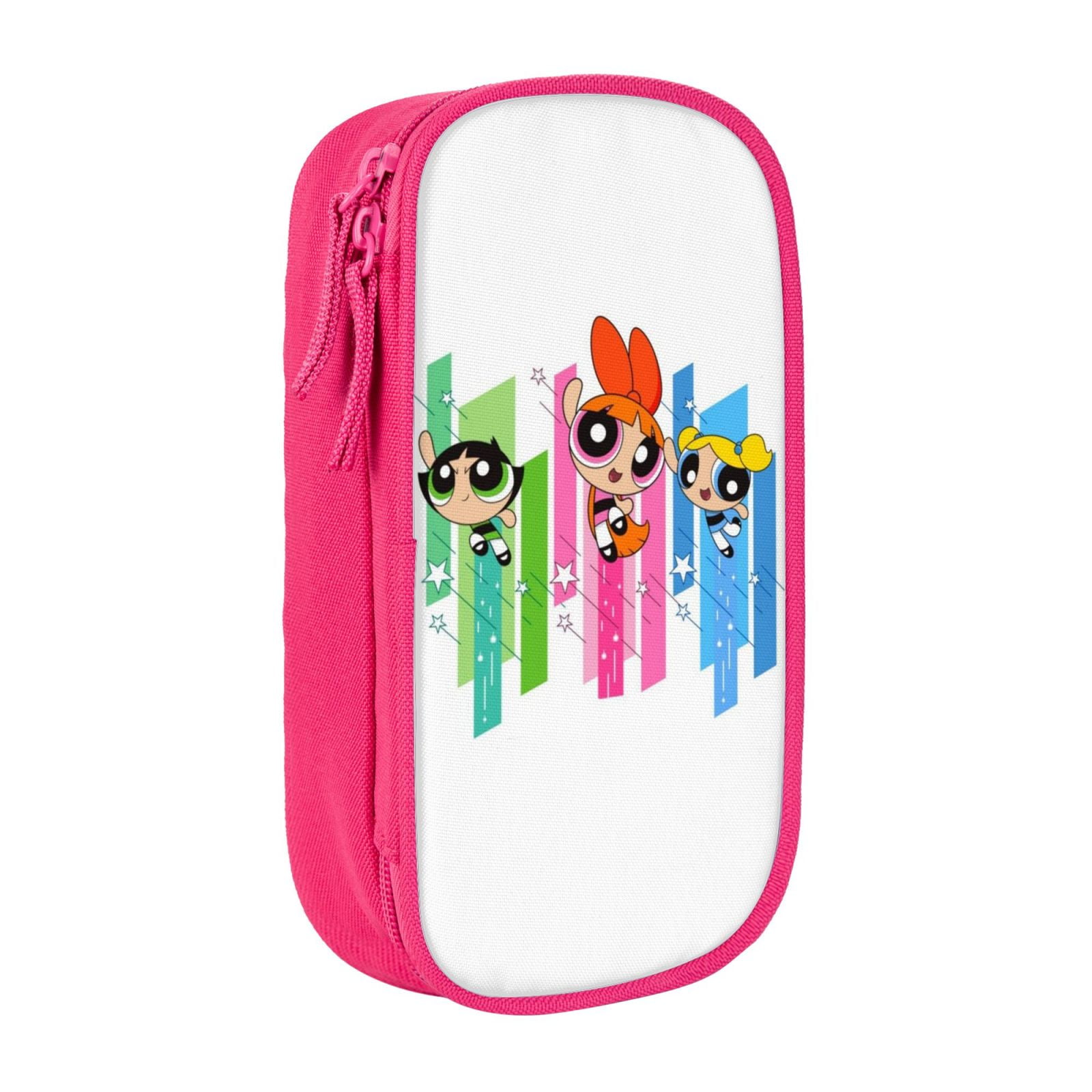 The Powerpuff Gi-rls Pencil Case Large Capacity Pencil Pouch Penbag Office Stationery Organizer Travel Makeup Bag Pink