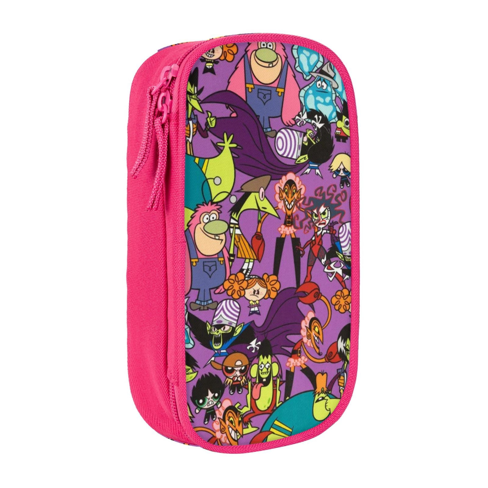 The Powerpuff Gi-rls Pencil Case Large Capacity Pencil Pouch Penbag Office Stationery Organizer Travel Makeup Bag Pink