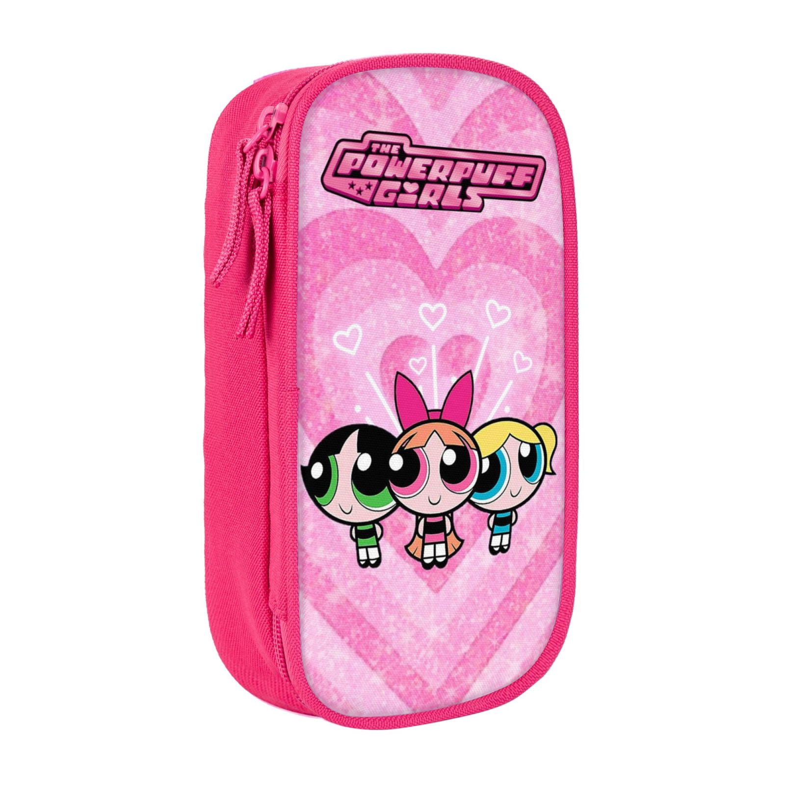 The Powerpuff Gi-rls Pencil Case Large Capacity Pencil Pouch Penbag Office Stationery Organizer Travel Makeup Bag Pink