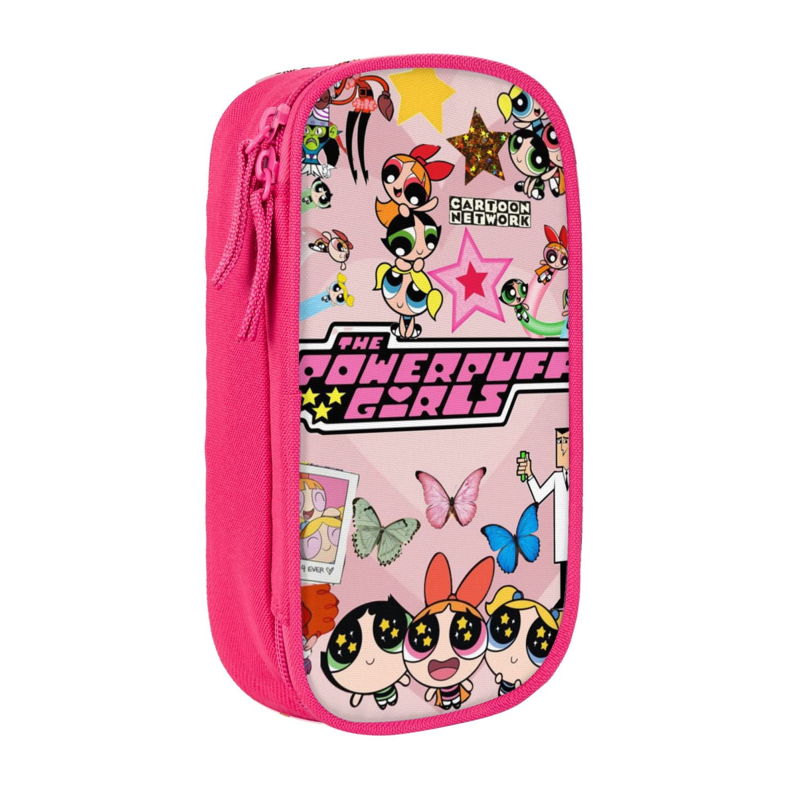 The Powerpuff Gi-rls Pencil Case Large Capacity Pencil Pouch Penbag Office Stationery Organizer Travel Makeup Bag Pink