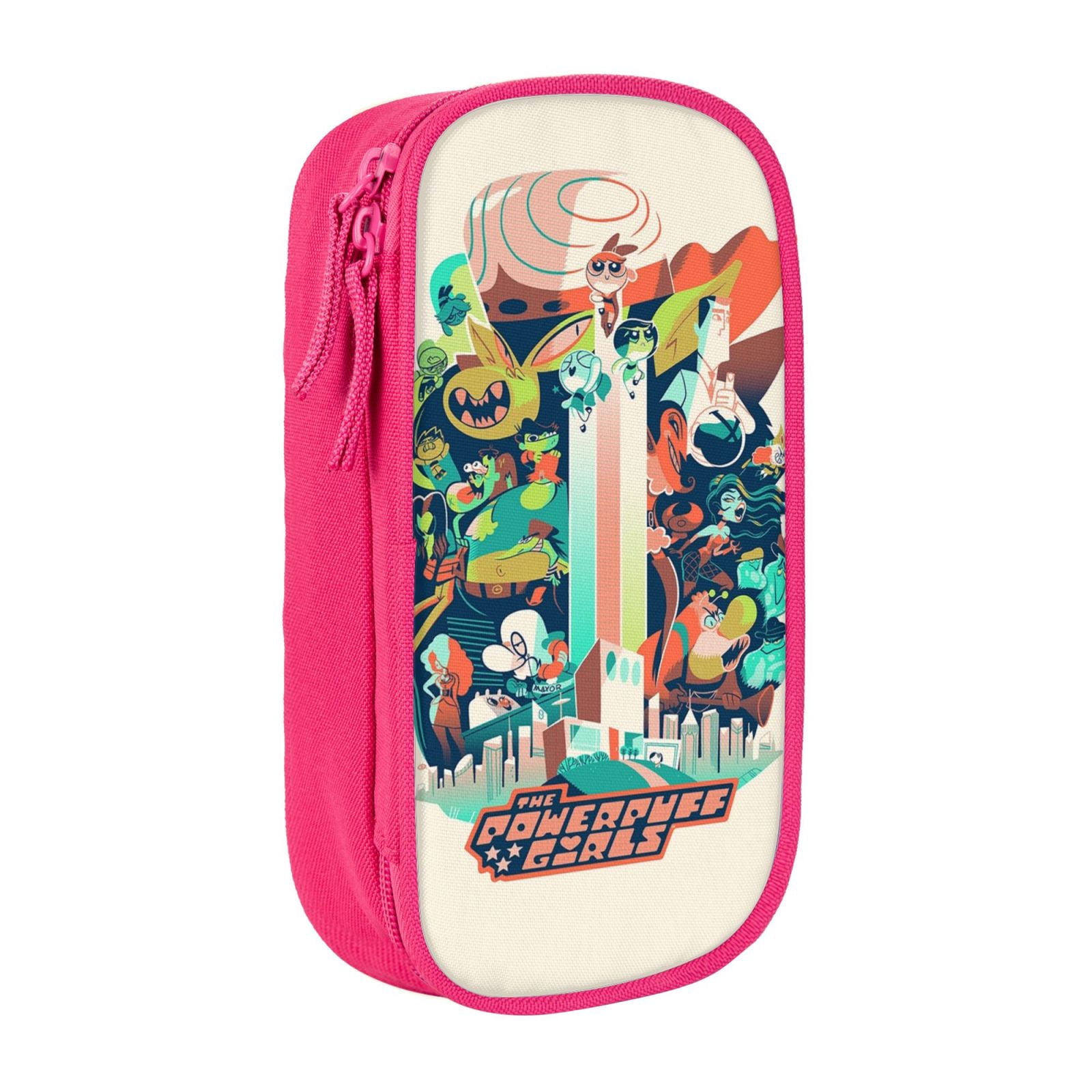 The Powerpuff Gi-rls Pencil Case Large Capacity Pencil Pouch Penbag Office Stationery Organizer Travel Makeup Bag Pink
