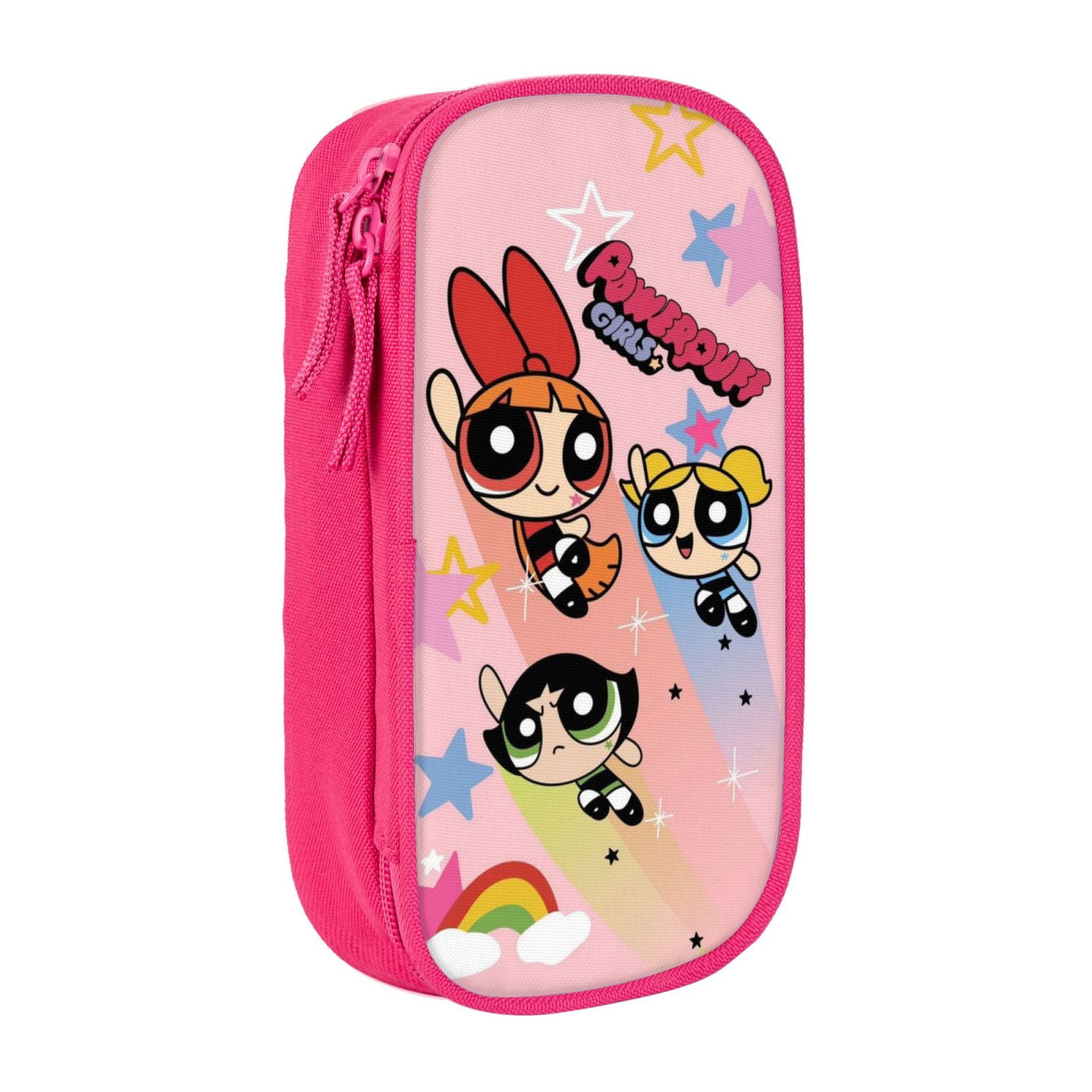 The Powerpuff Gi-rls Pencil Case Large Capacity Pencil Pouch Penbag Office Stationery Organizer Travel Makeup Bag Pink