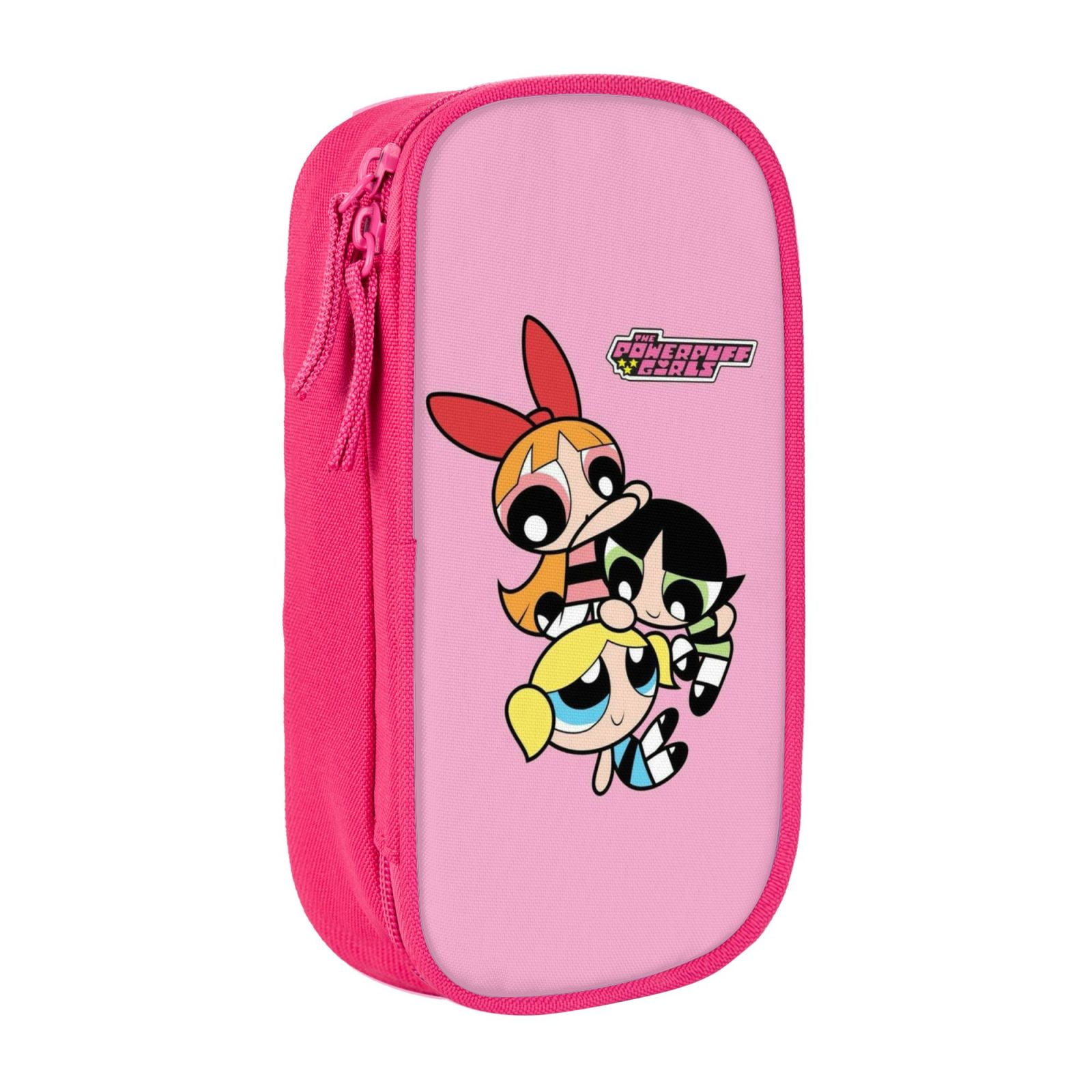The Powerpuff Gi-rls Pencil Case Large Capacity Pencil Pouch Penbag Office Stationery Organizer Travel Makeup Bag Pink