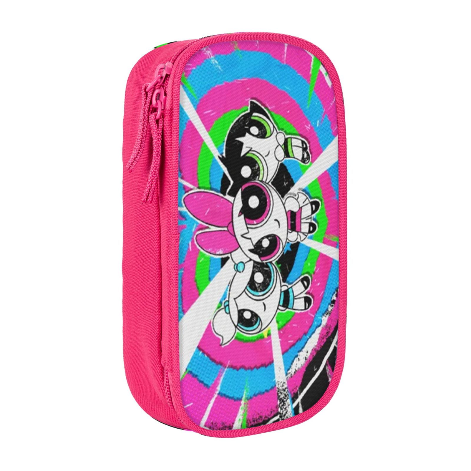 The Powerpuff Gi-rls Pencil Case Large Capacity Pencil Pouch Penbag Office Stationery Organizer Travel Makeup Bag Pink
