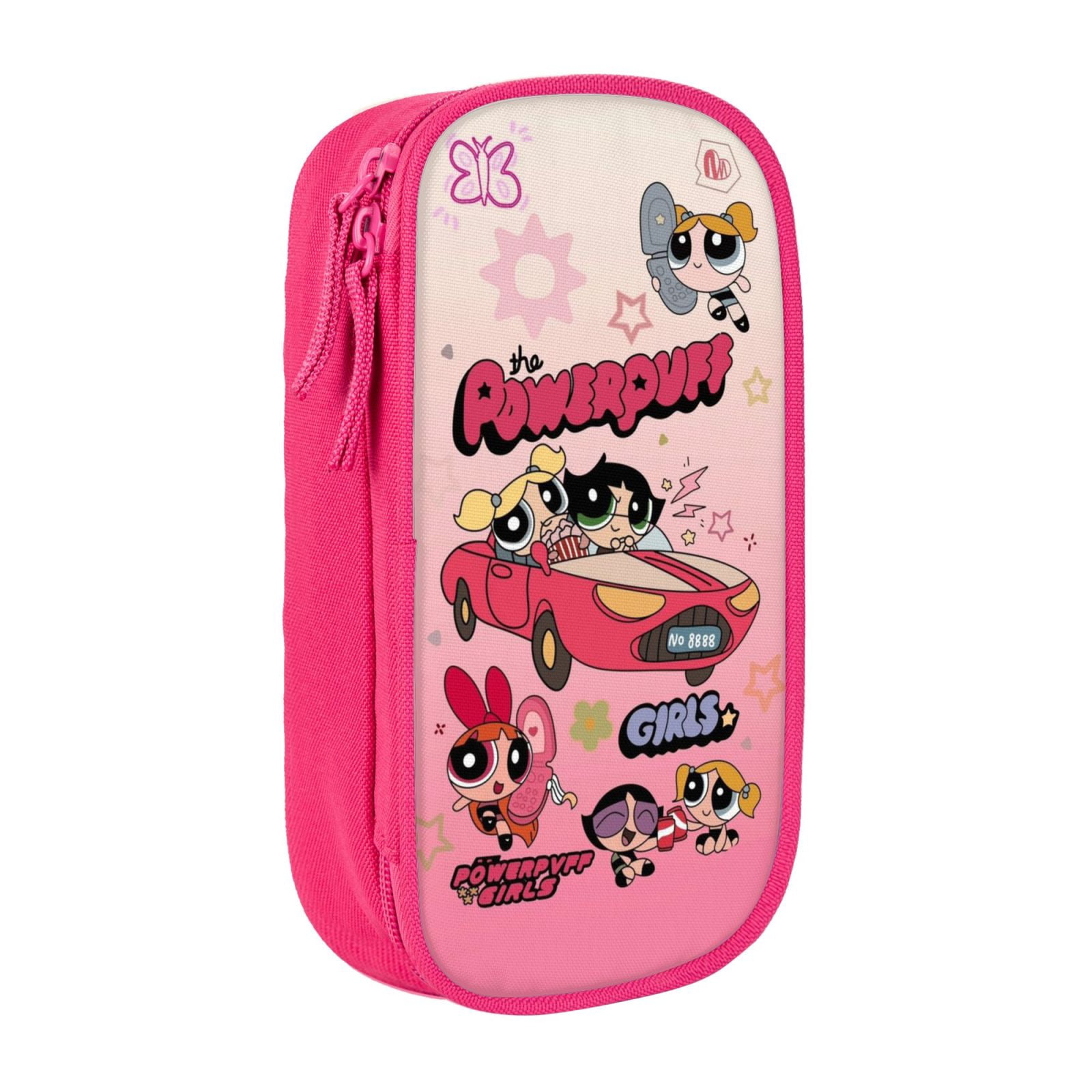 The Powerpuff Gi-rls Pencil Case Large Capacity Pencil Pouch Penbag Office Stationery Organizer Travel Makeup Bag Pink