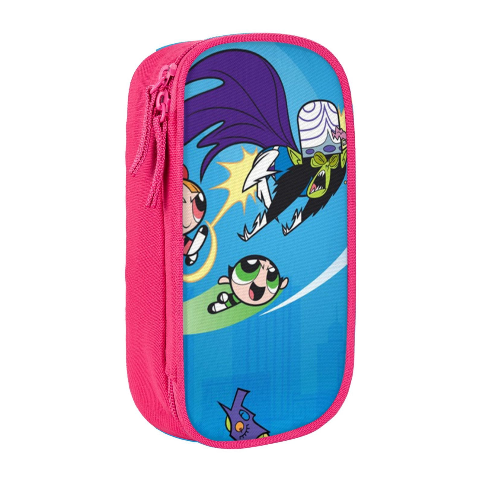 The Powerpuff Gi-rls Pencil Case Large Capacity Pencil Pouch Penbag Office Stationery Organizer Travel Makeup Bag Pink
