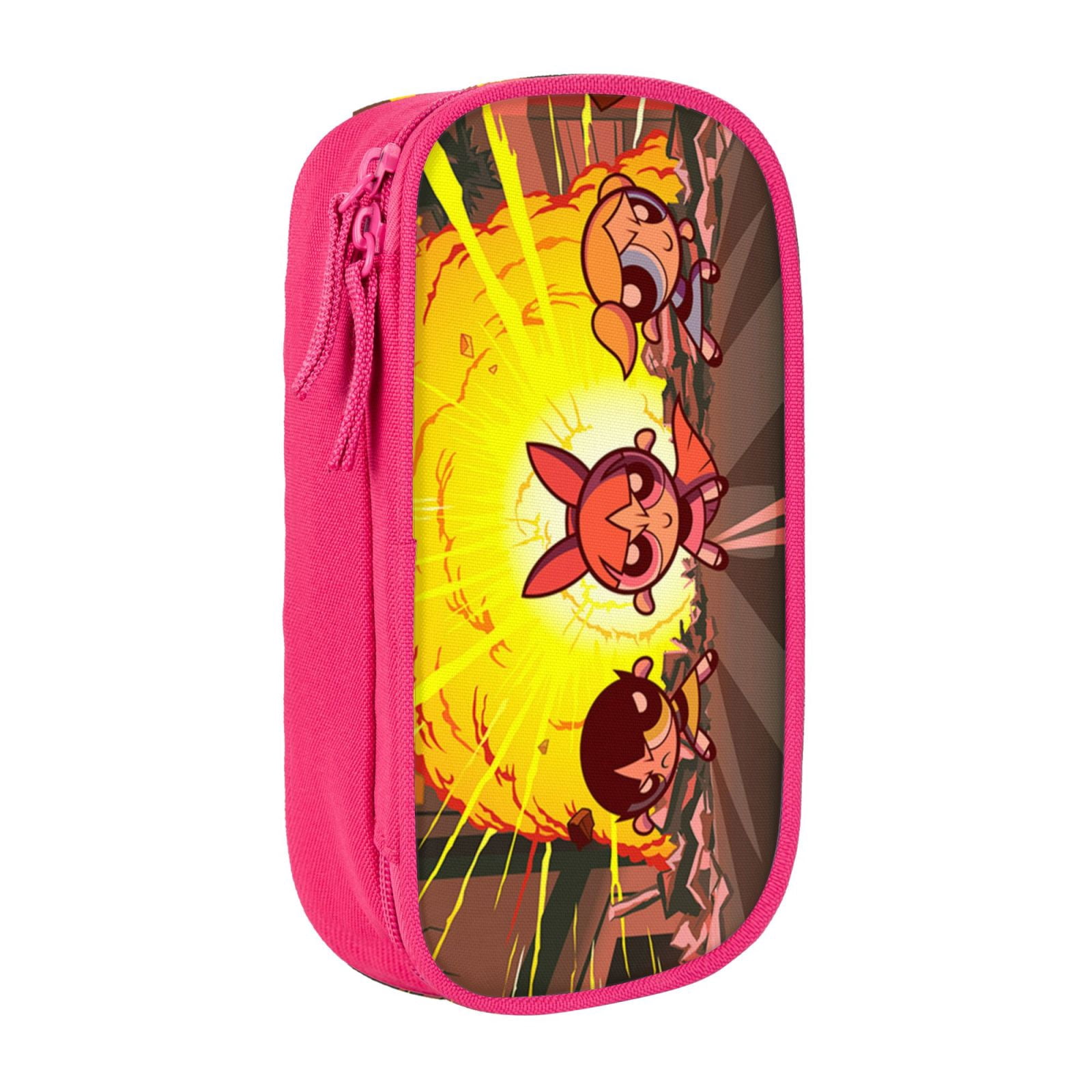 The Powerpuff Gi-rls Pencil Case Large Capacity Pencil Pouch Penbag Office Stationery Organizer Travel Makeup Bag Pink