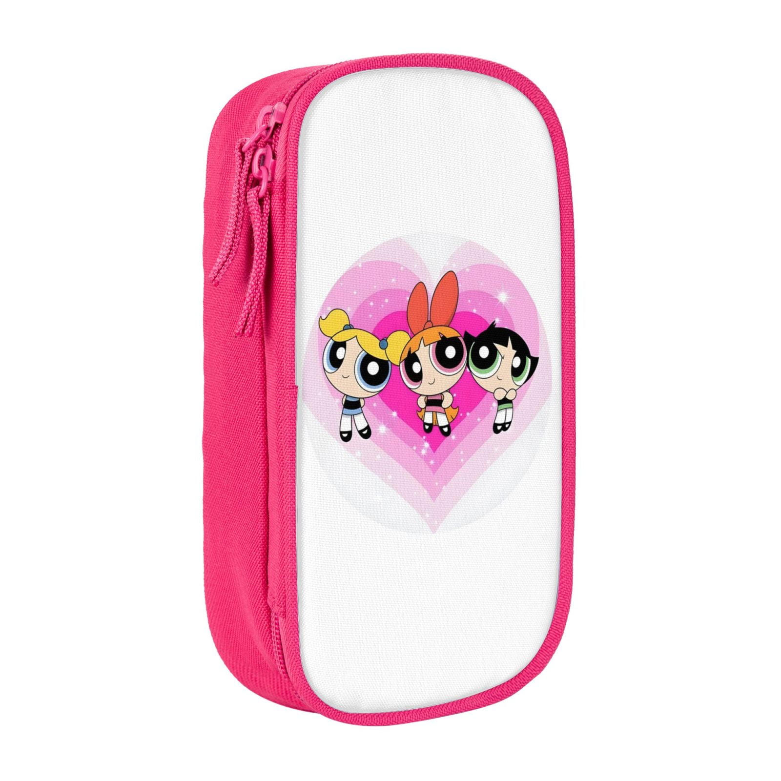 The Powerpuff Gi-rls Pencil Case Large Capacity Pencil Pouch Penbag Office Stationery Organizer Travel Makeup Bag Pink